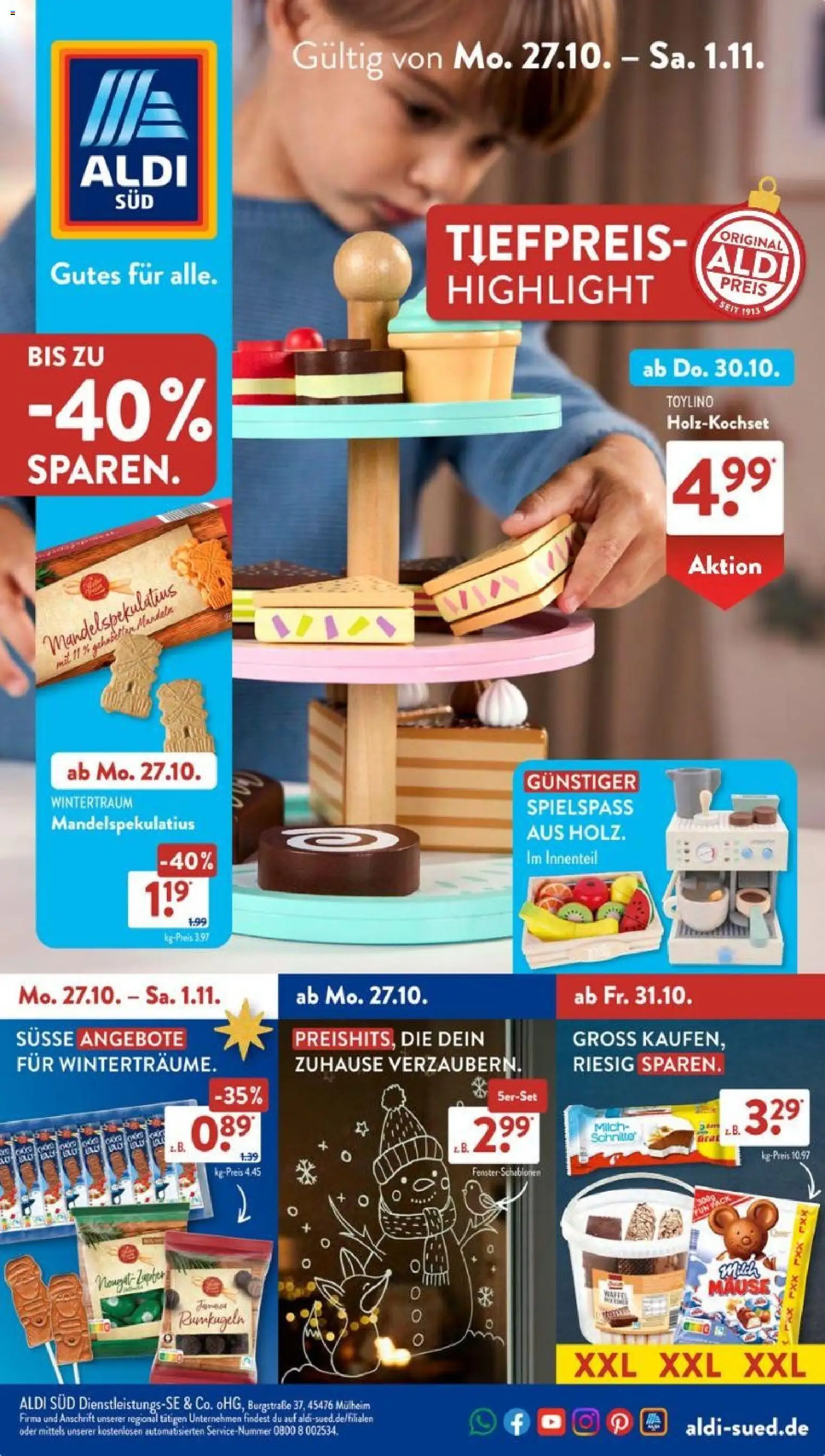 Aldi Süd Prospekt 	 – gültig ab 27.10.2025 | Seite: 1 | Produkte: Milch, Grat, Pullover, Maus