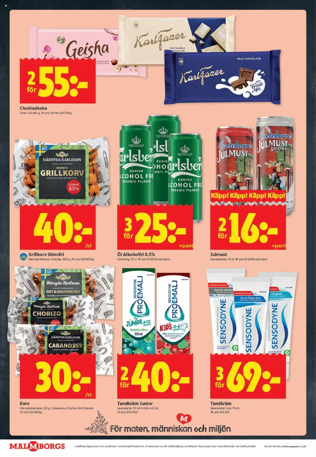 ICA Kvantum reklamblad aktuell från 13.10.2025 | Sida: 10 | Produkter: Chokladkaka, Grillkorv, Ost, Chorizo