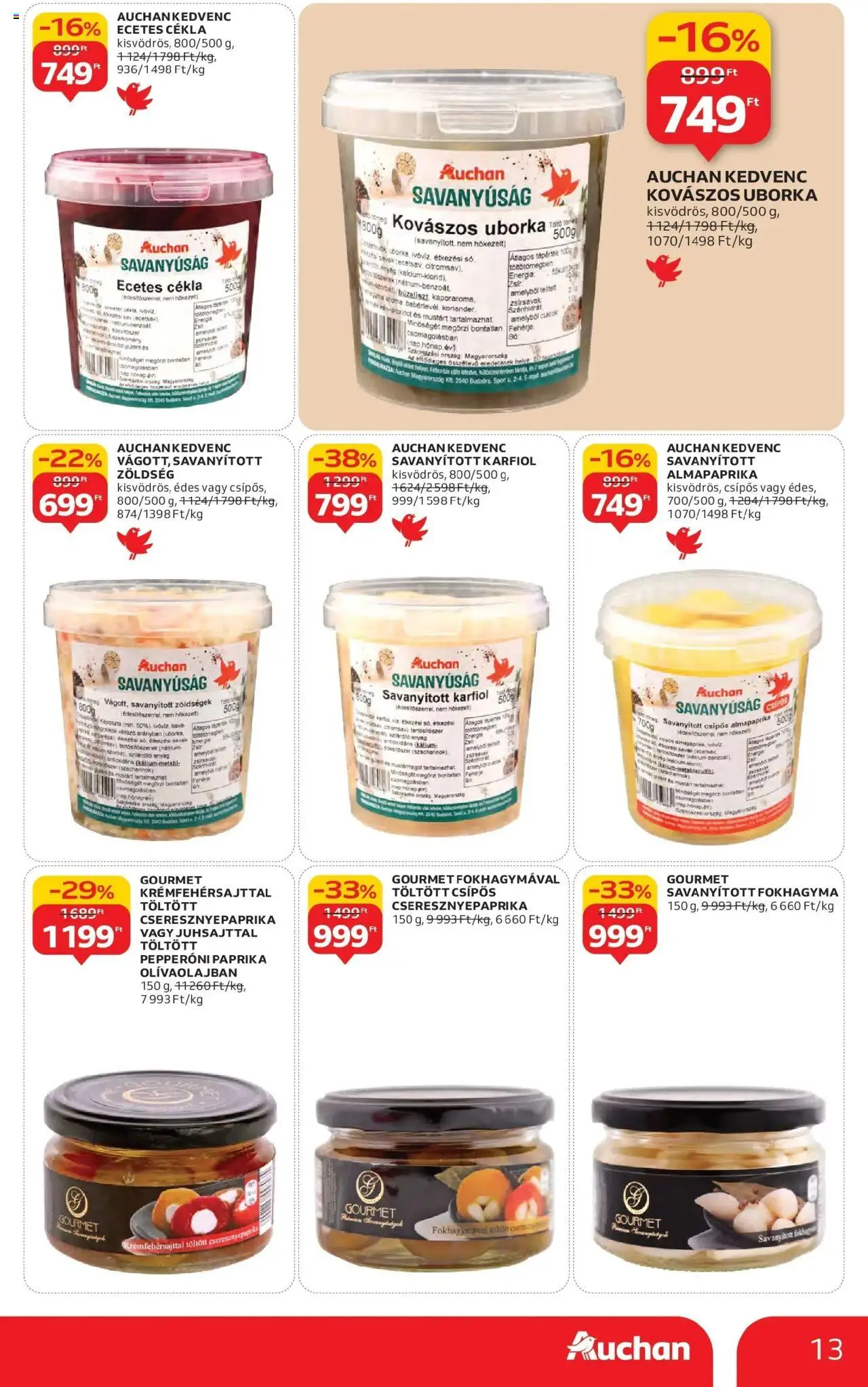 Auchan akciós ujság - amely érvényes a következő dátumtól: 16.10.2025 | Oldal: 13 | Termékek: Fokhagyma, Káposzta, Zöldség, Almapaprika