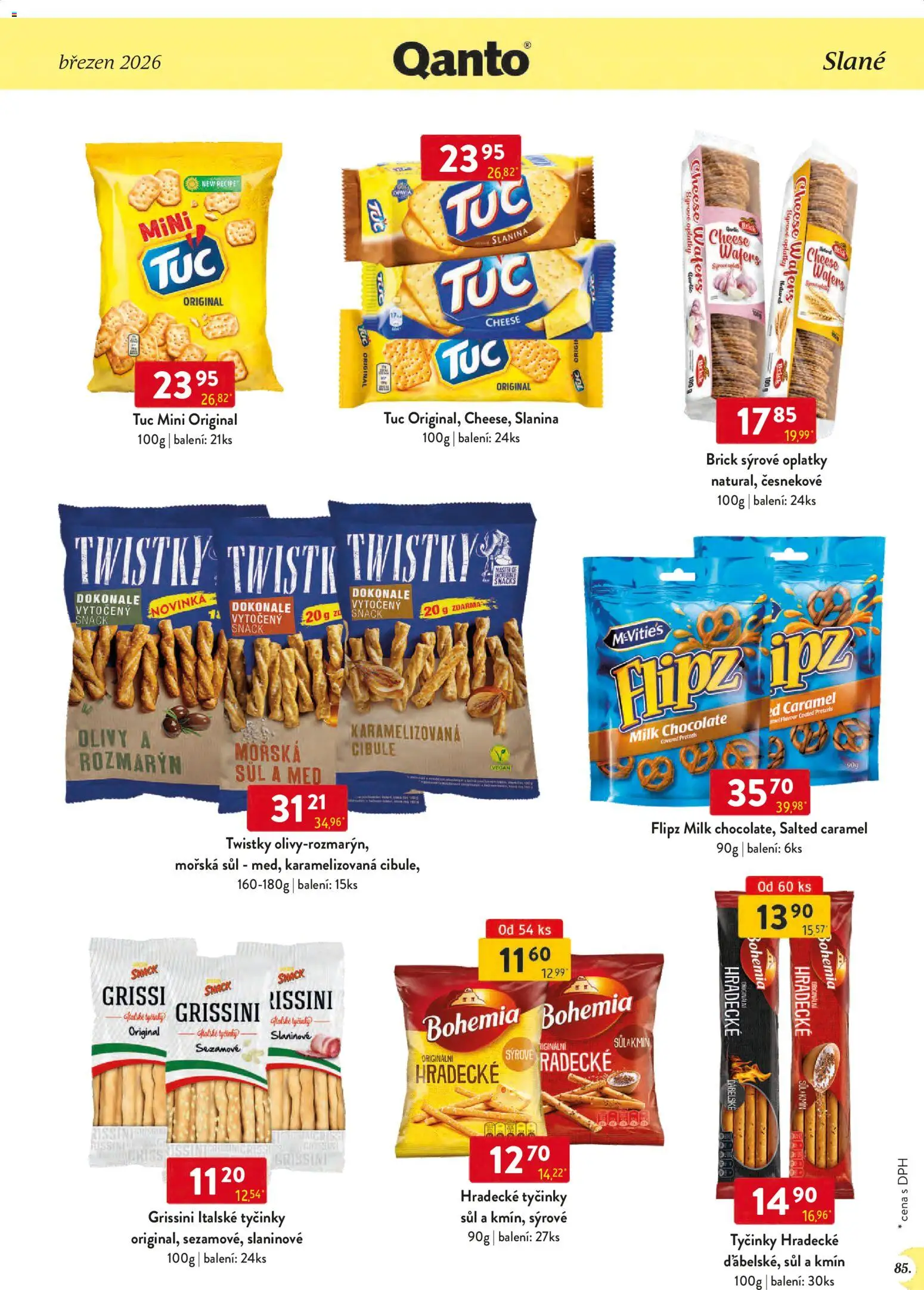 Astur & Qanto leták - Velkoobchod 03/2026 od 01.03.2026 | Strana: 85 | Produkty: Grissini, Hradecké tyčinky, Slanina, Oplatky