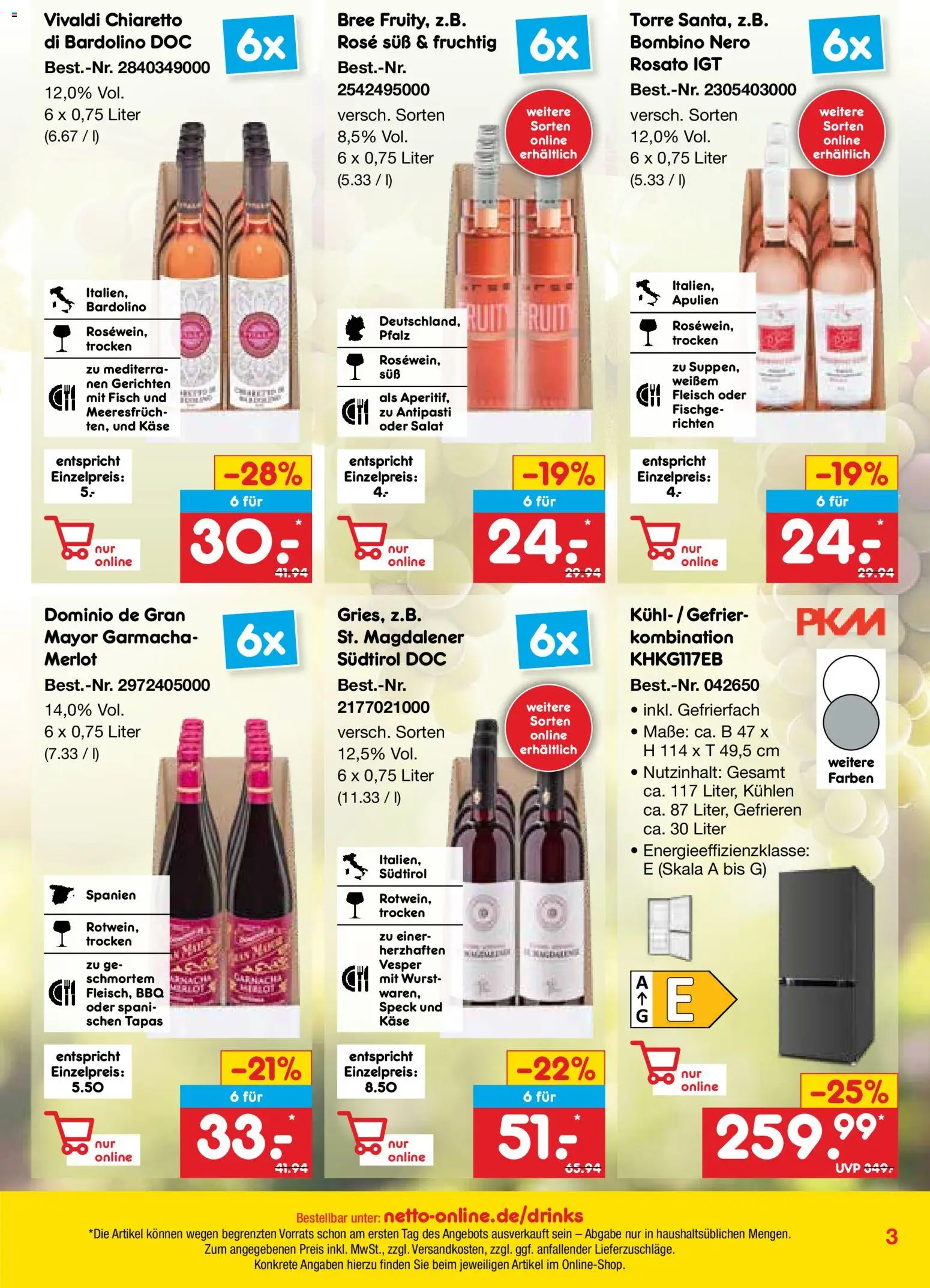 Netto Marken-Discount Online-Sonderangebote – gültig ab 01.04.2026 | Seite: 3 | Produkte: Käse, Merlot, Bree, Wurst