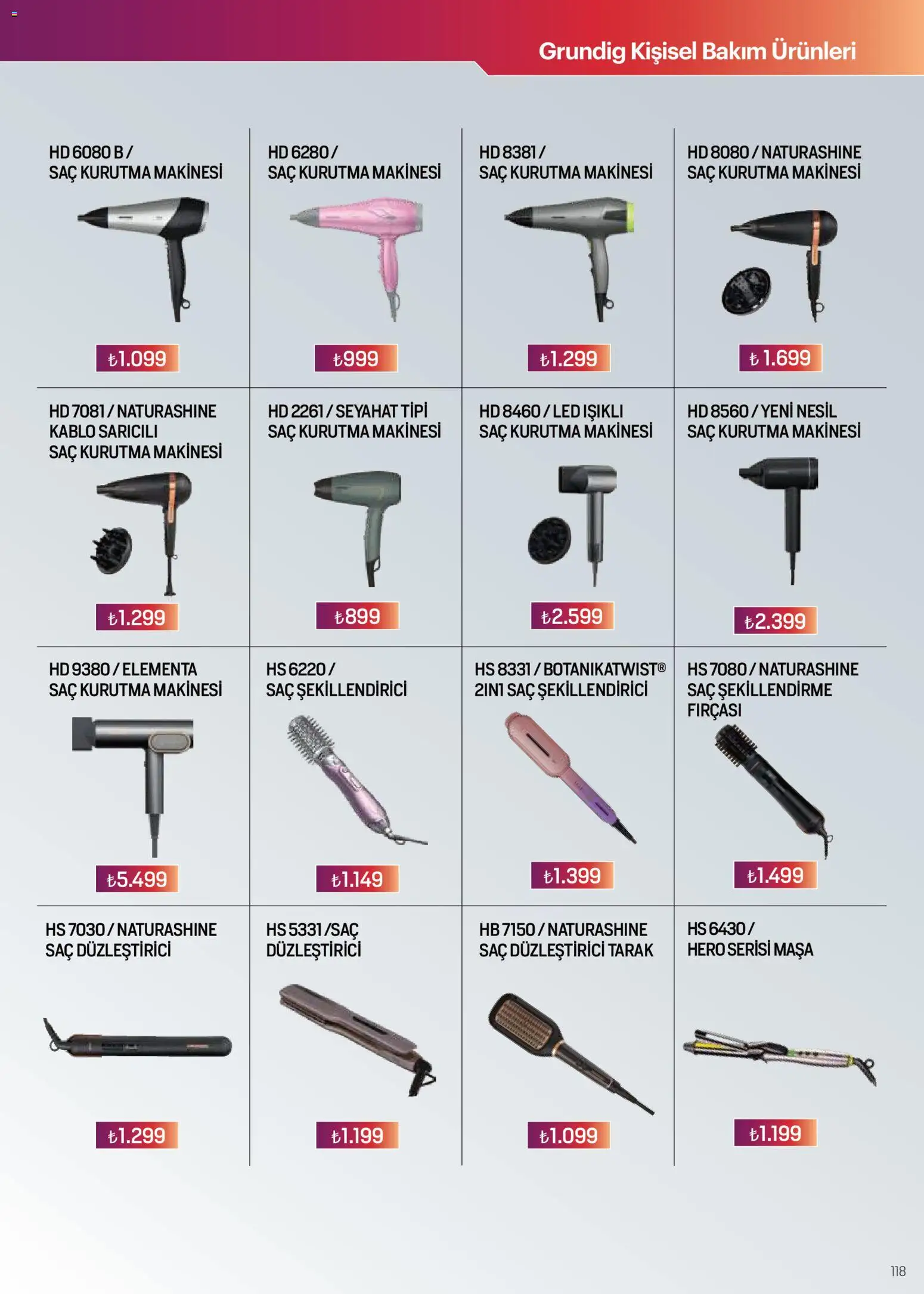 Arçelik Katalog - 16.12.2025 tarihinden itibaren geçerlidir | Sayfa: 118 | Ürünler: Saç kurutma makinesi, Masa, Kurutma makinesi, Kablo