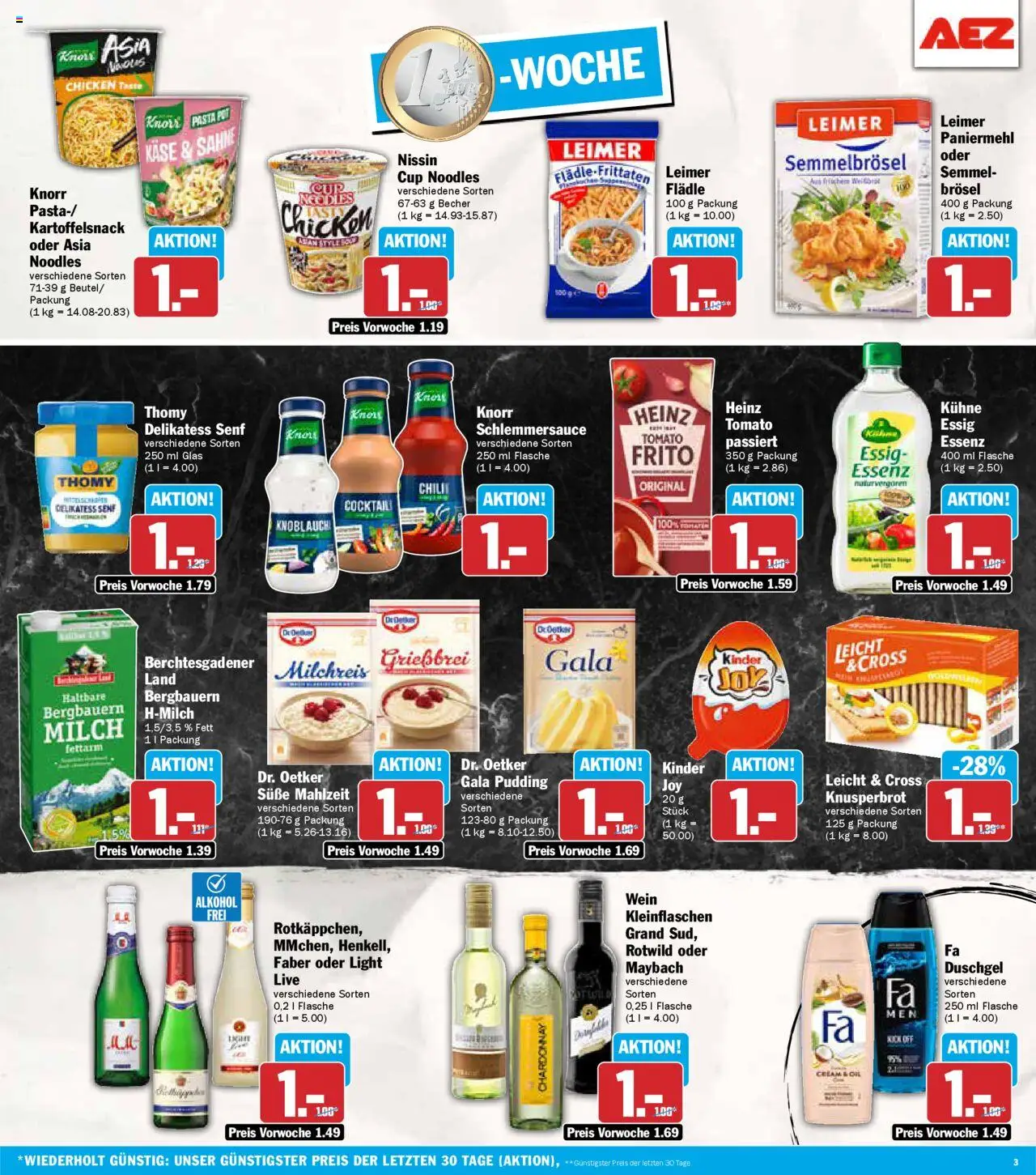 AEZ Prospekt 	 – gültig ab 22.09.2025 | Seite: 3 | Produkte: Milch, Tomaten, Pudding, Sahne