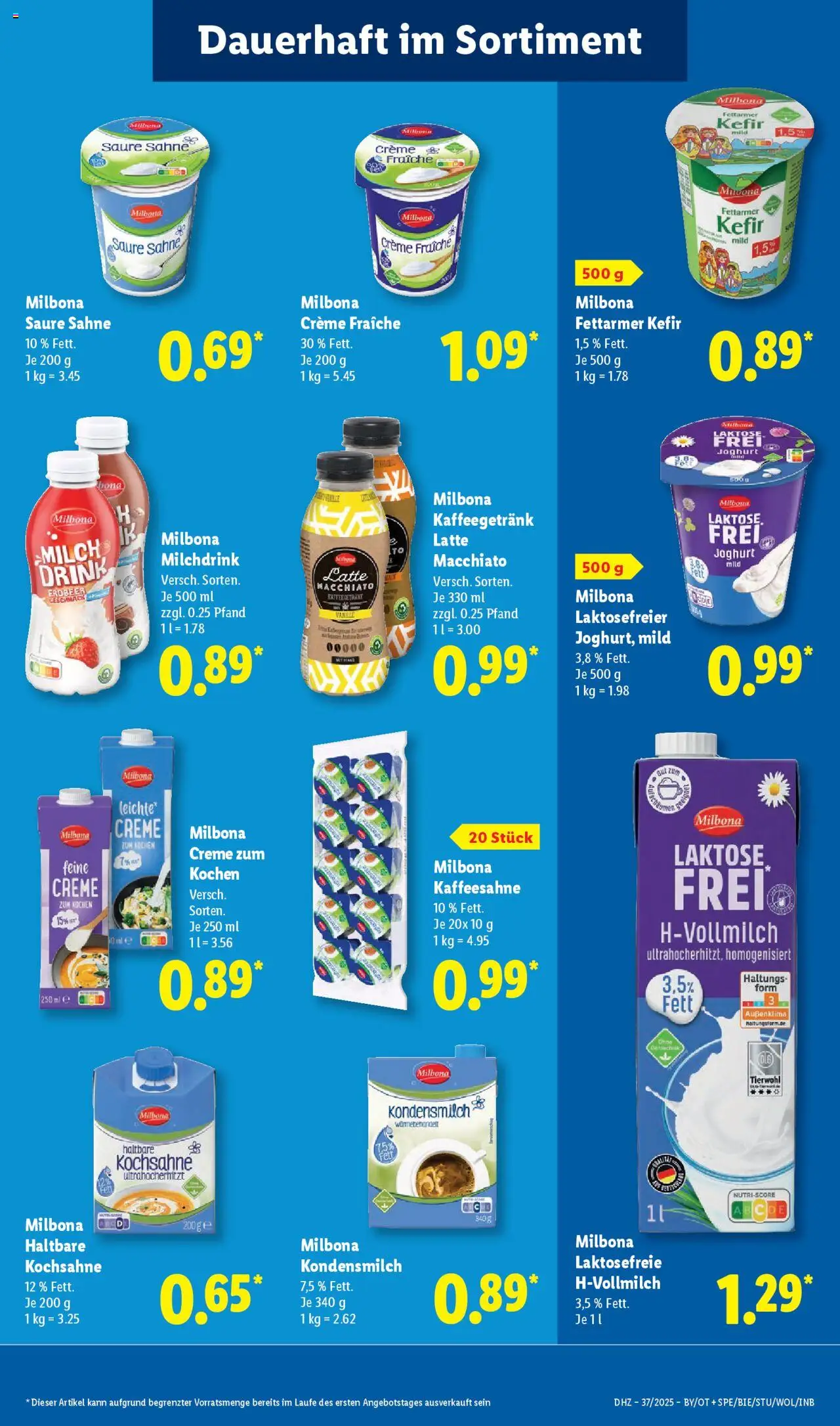 Lidl - Prospekt Prenzlau – gültig ab 08.09.2025 | Seite: 13 | Produkte: Kefir, Milch, Creme, Sahne