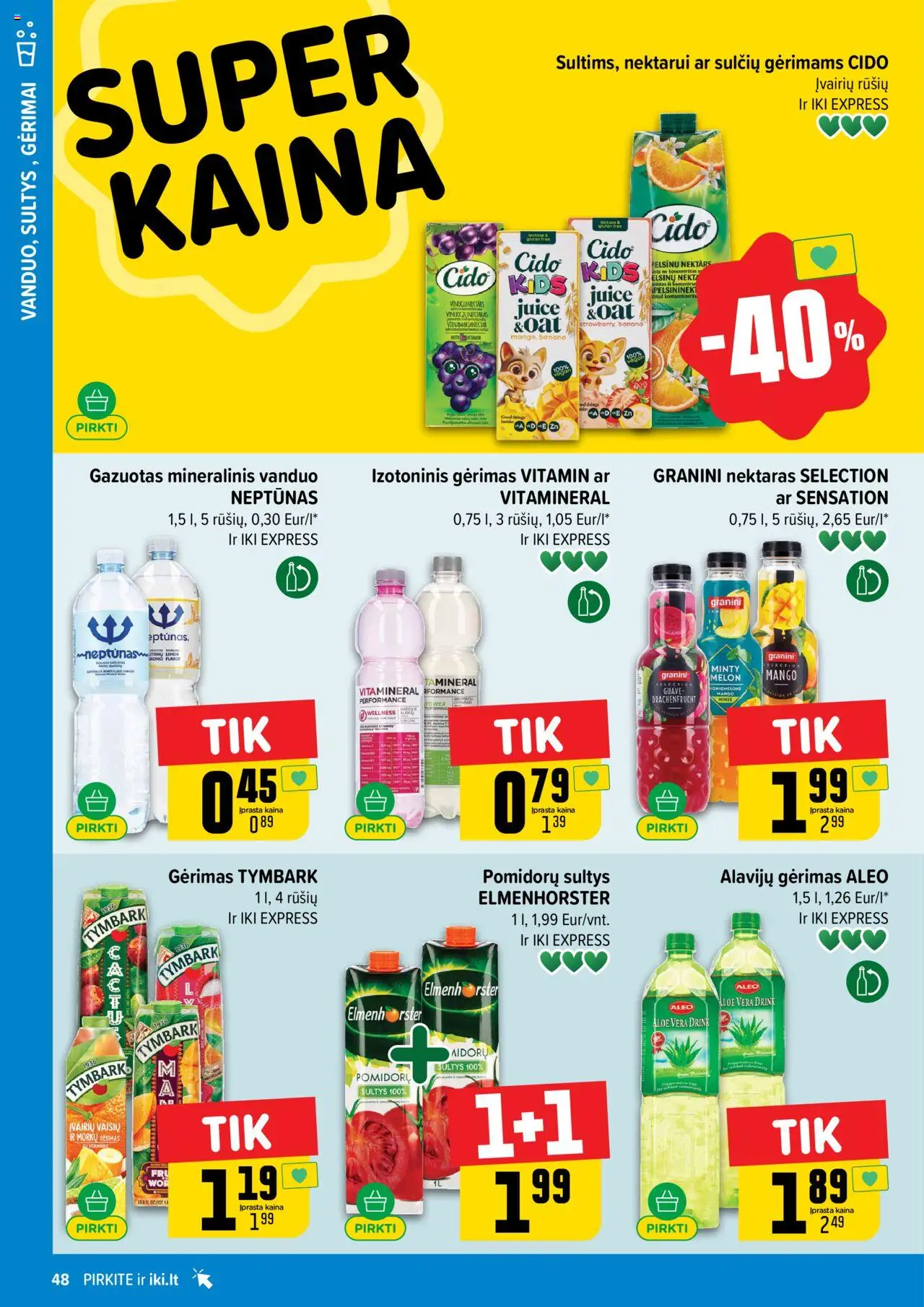 IKI akcijos nuo 08.09.2025 | Puslapis: 48 | Prekių: Sultys, Mineralinis vanduo