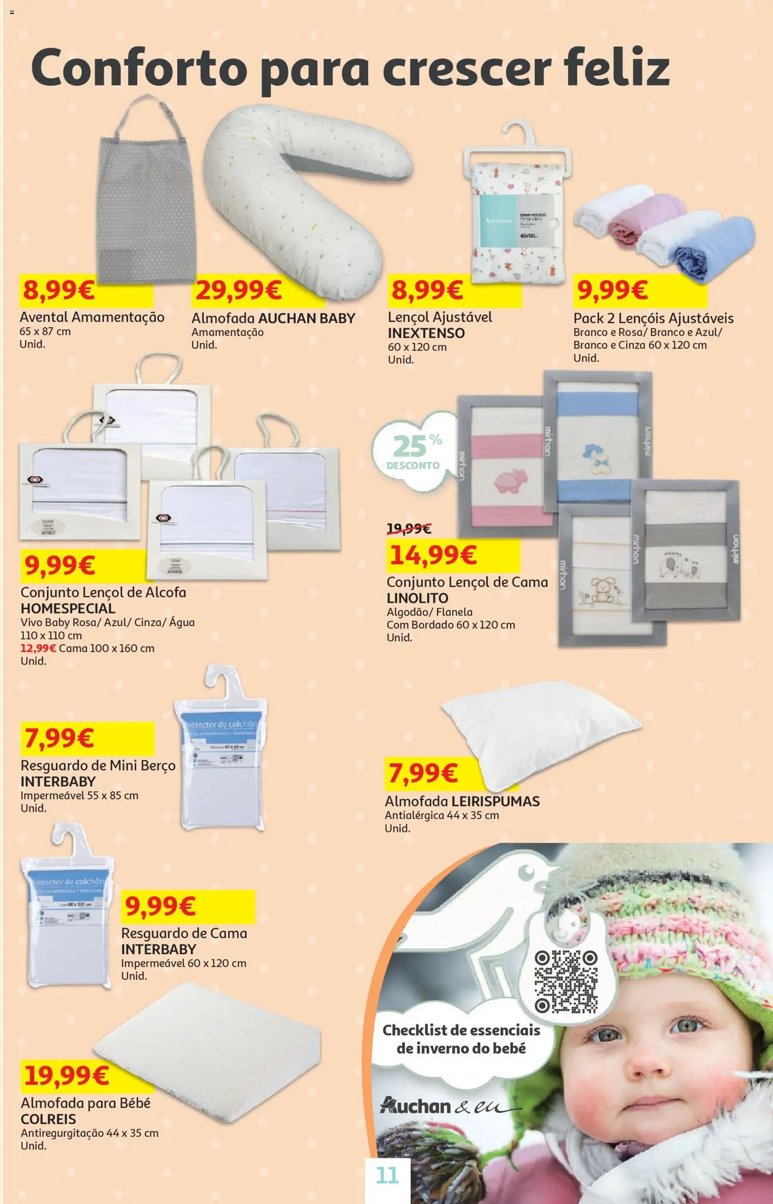 Auchan - Bebé │ válido de 13.01.2026 | Página: 11 | Produtos: Lençóis, Cama, Lençol, Almofada