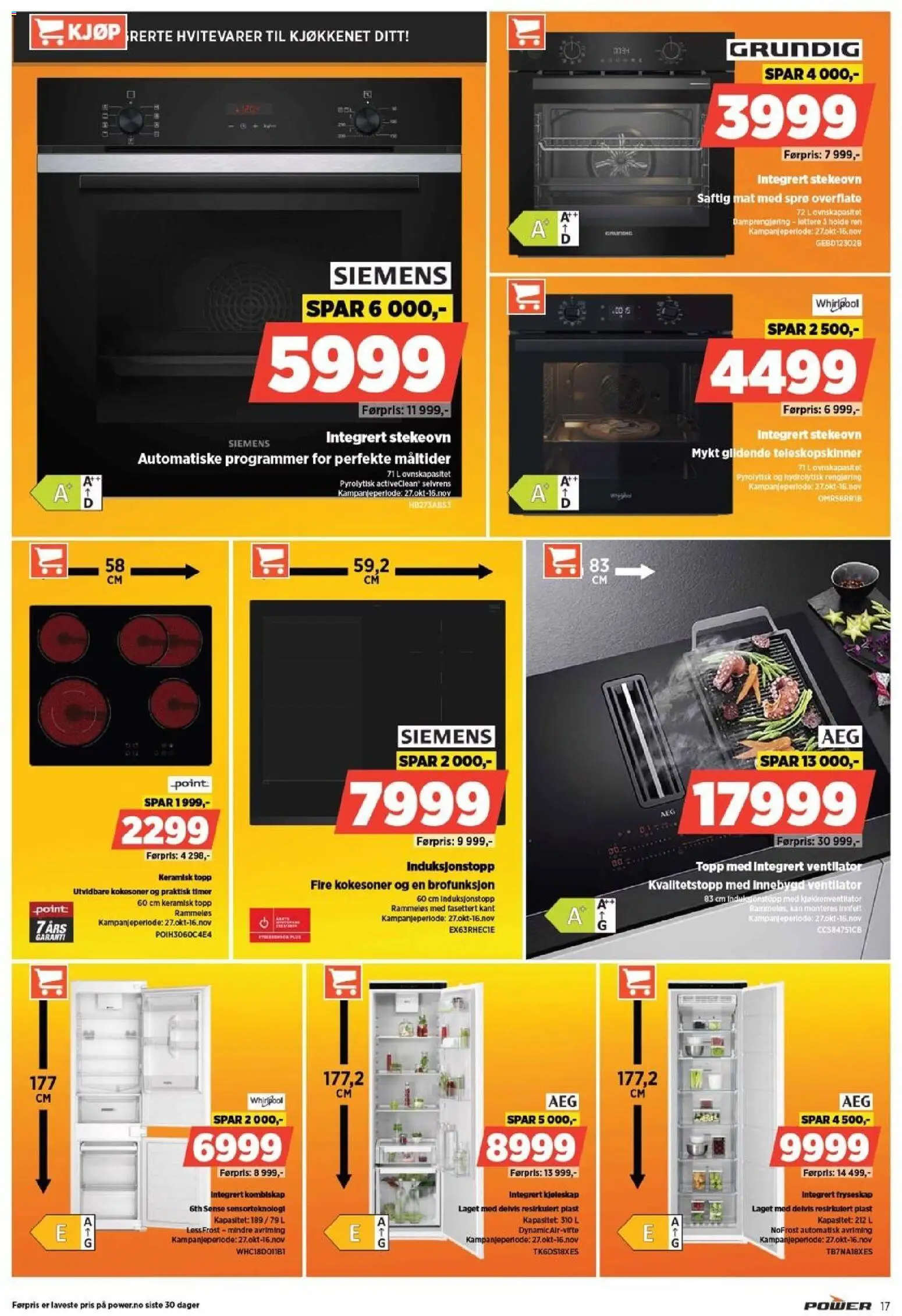 {H1} | Side: 17 | Produkter: Fryseskap, Kjøleskap, Curry, Topp