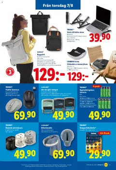 Lidl reklamblad aktuell från 04.08.2025 | Sida: 22 | Produkter: Batterier, Pennvässare, Ryggsäck, Dator