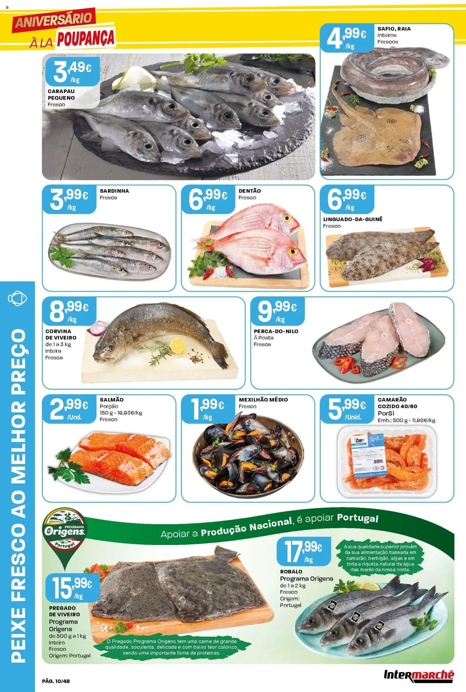 Intermarché - Aniversário à la poupança! │ válido de 30.10.2025 | Página: 10 | Produtos: Agua, Camarão, Peixe, Carne