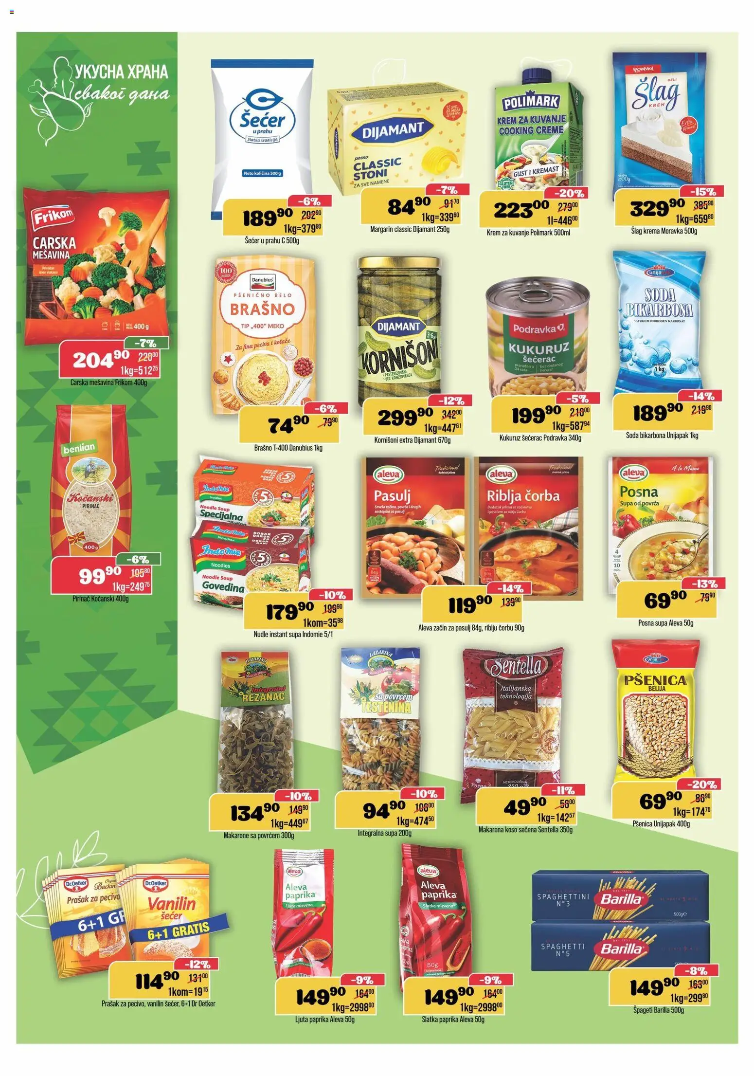 Europrom katalog - važi od 25.02.2026 | Strana: 6 | Proizvode: Šlag, Margarin, Kukuruz, Nudle