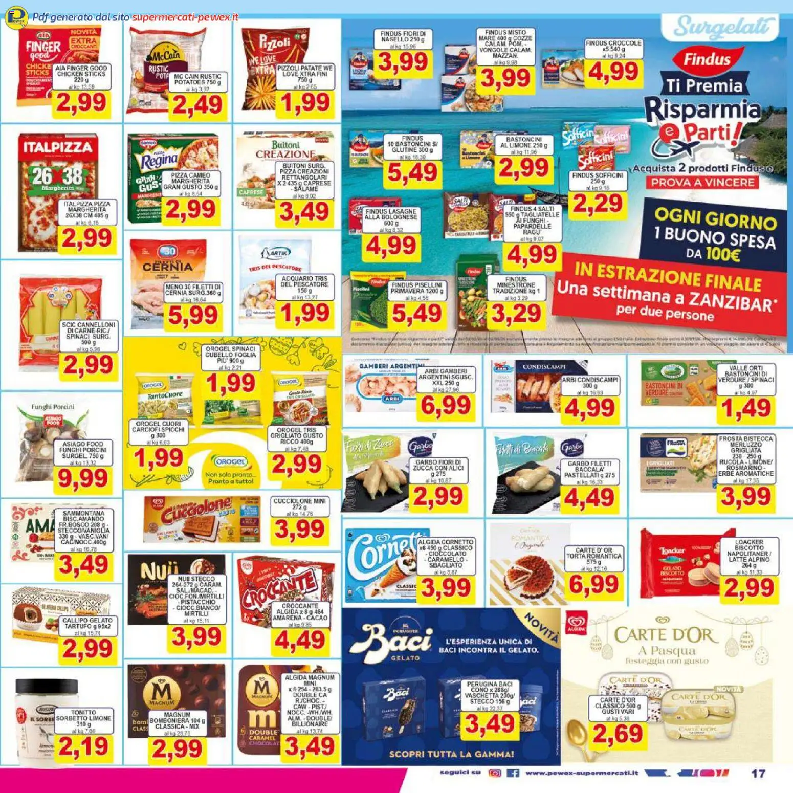 Volantino Pewex del 27.03.2026 | Pagina: 17 | Prodotti: Cornetto, Gelato, Sorbetto, Alici