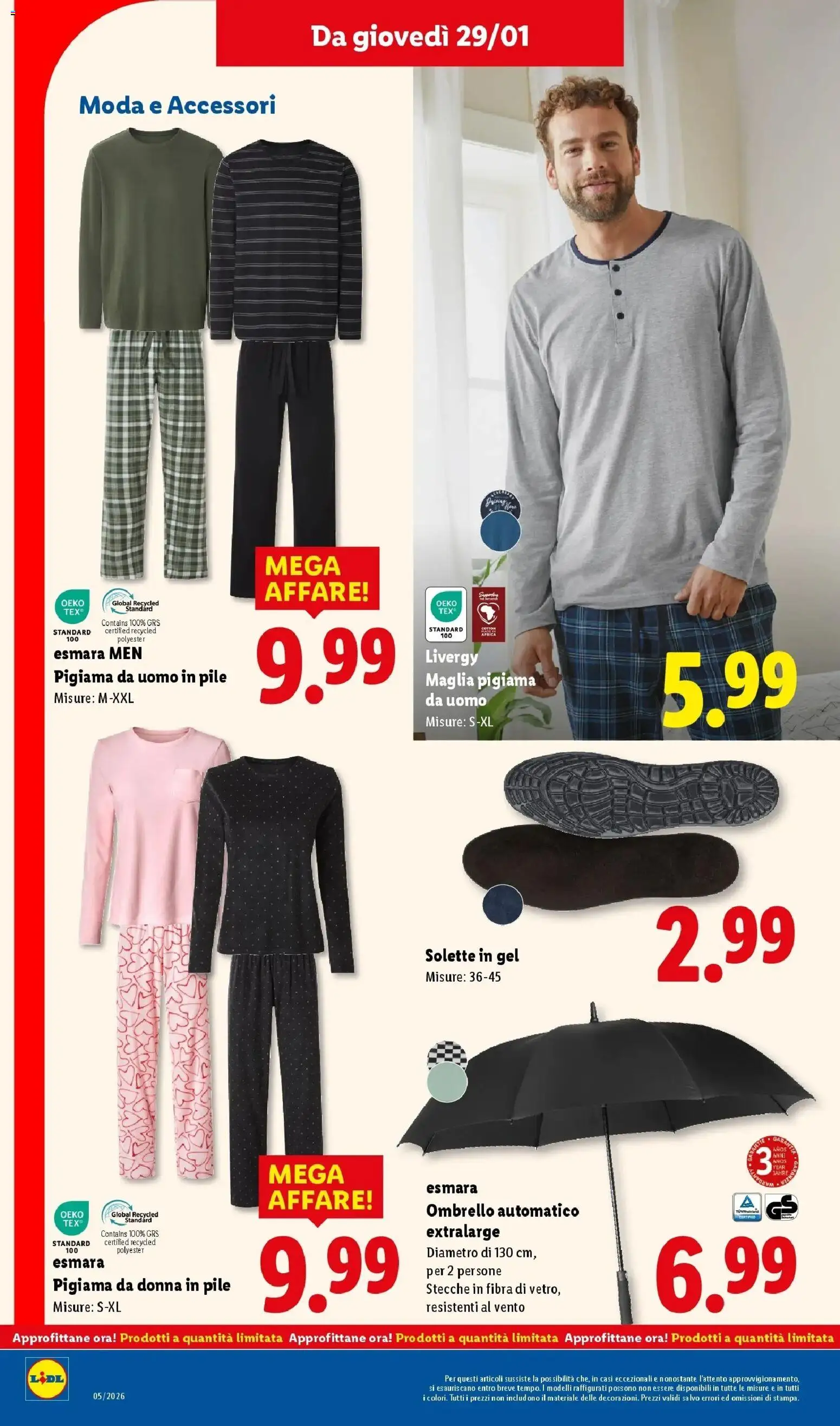 Volantino Lidl del 22.01.2026 | Pagina: 42 | Prodotti: Pile, Pigiama, Top, Ombrello