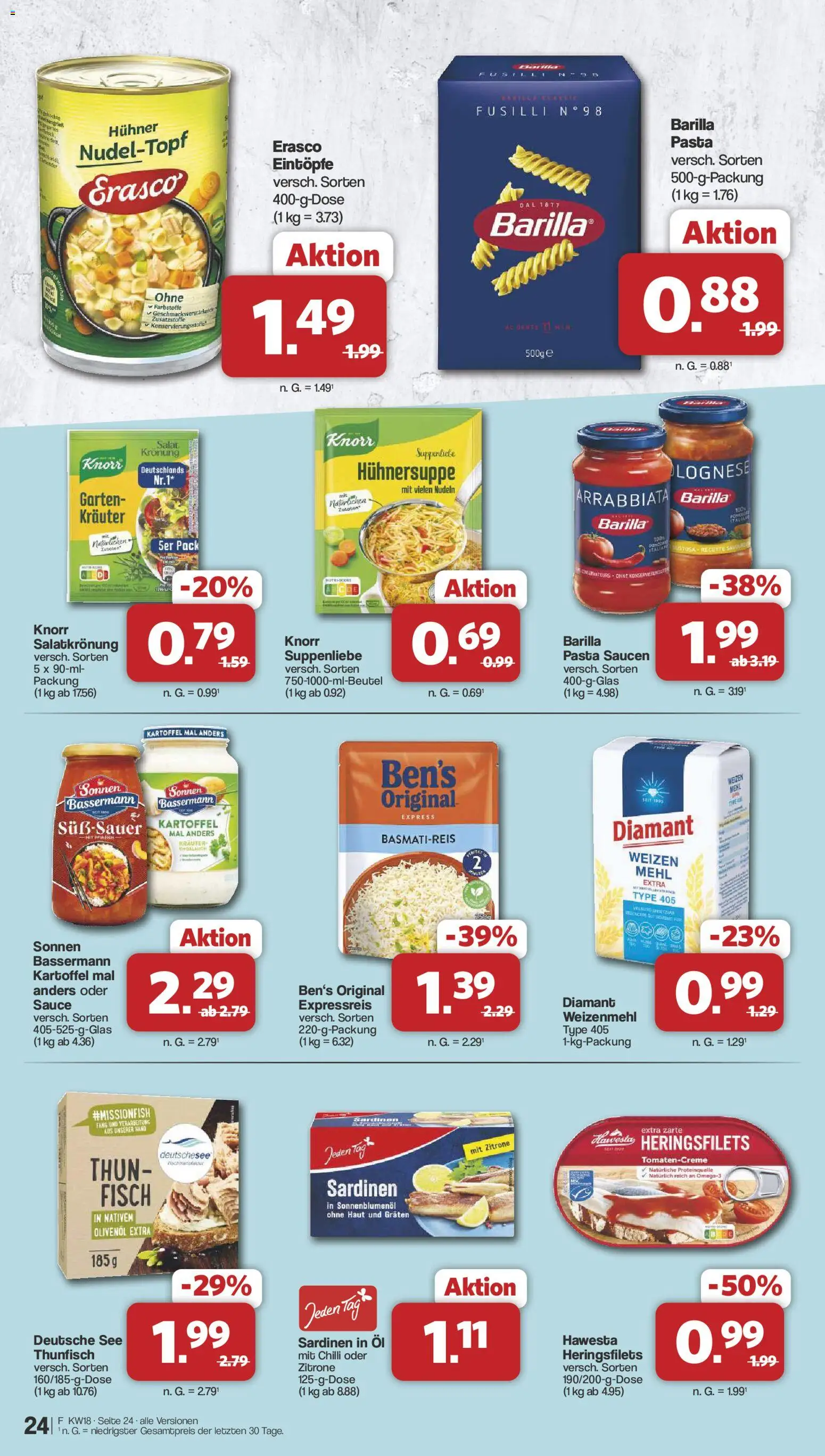 Famila Nordwest Prospekt 	 – gültig ab 27.04.2026 | Seite: 24 | Produkte: Barilla, Fisch, Erasco, Salat