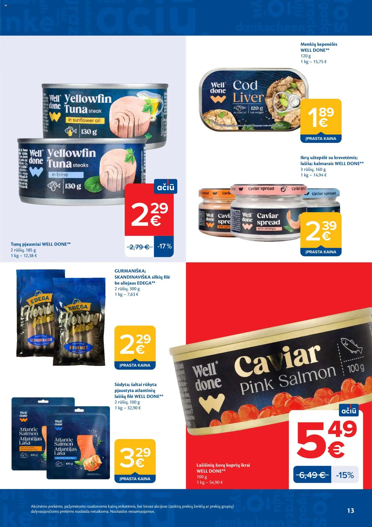 MAXIMA akcijos nuo 28.04.2026 | Puslapis: 13 | Prekių: Užtepėlė, Silkių filė, Lašišų filė, Ikrai