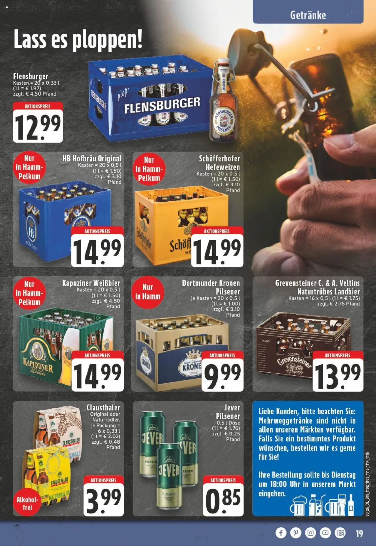 Edeka prospekt Hamm-Pelkum	 - gültig ab dem 20.07.2025 | Seite: 19 | Produkte: Pils, Jever, Uhr, Veltins