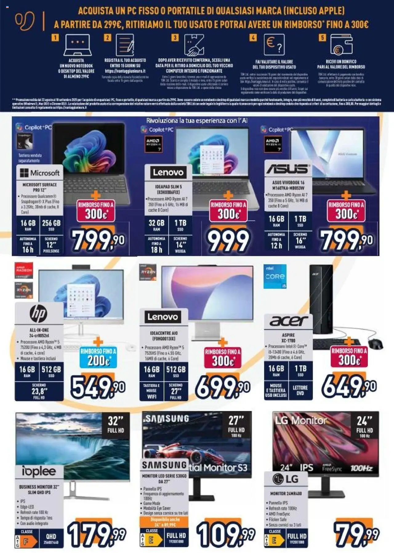 Volantino Unieuro del 22.08.2025 | Pagina: 4 | Prodotti: Monitor, Mouse, Audio, Samsung