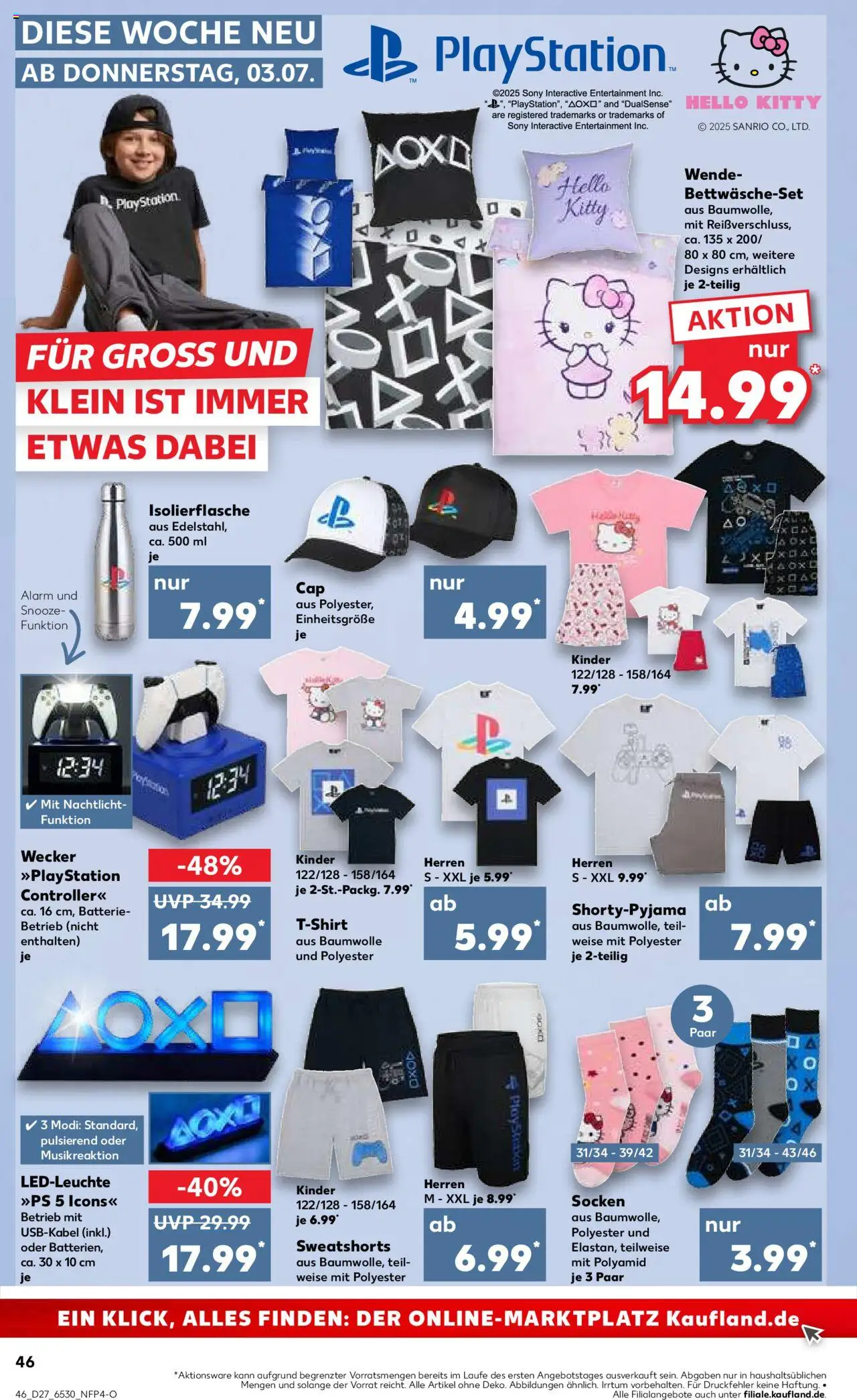 Kaufland Prospekt 	 - gültig ab dem 03.07.2025 | Seite: 46 | Produkte: Sony, Sweatshorts, Socken, Wecker