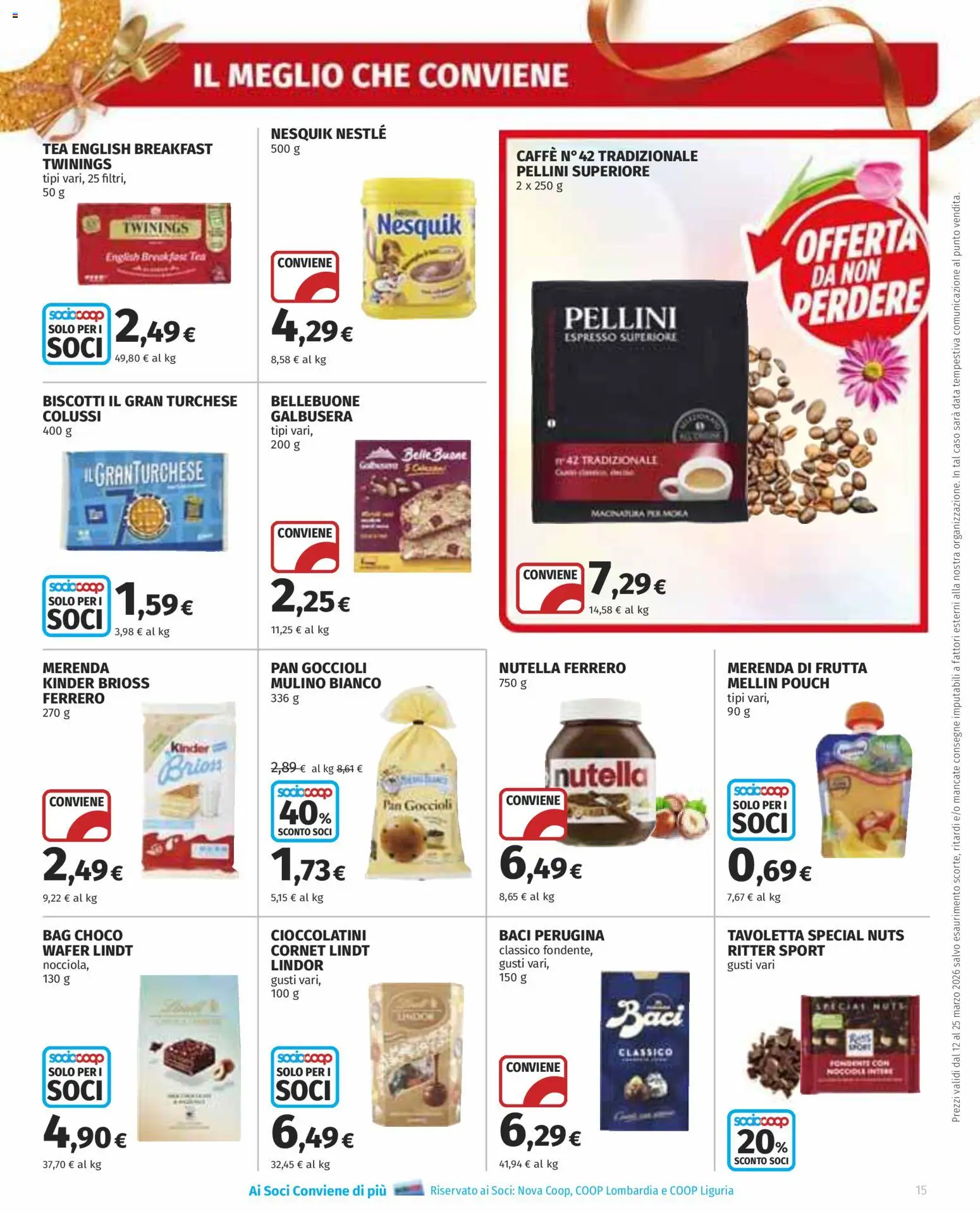 Volantino COOP del 12.03.2026 | Pagina: 15 | Prodotti: Biscotti, Nutella, Data, Cioccolatini