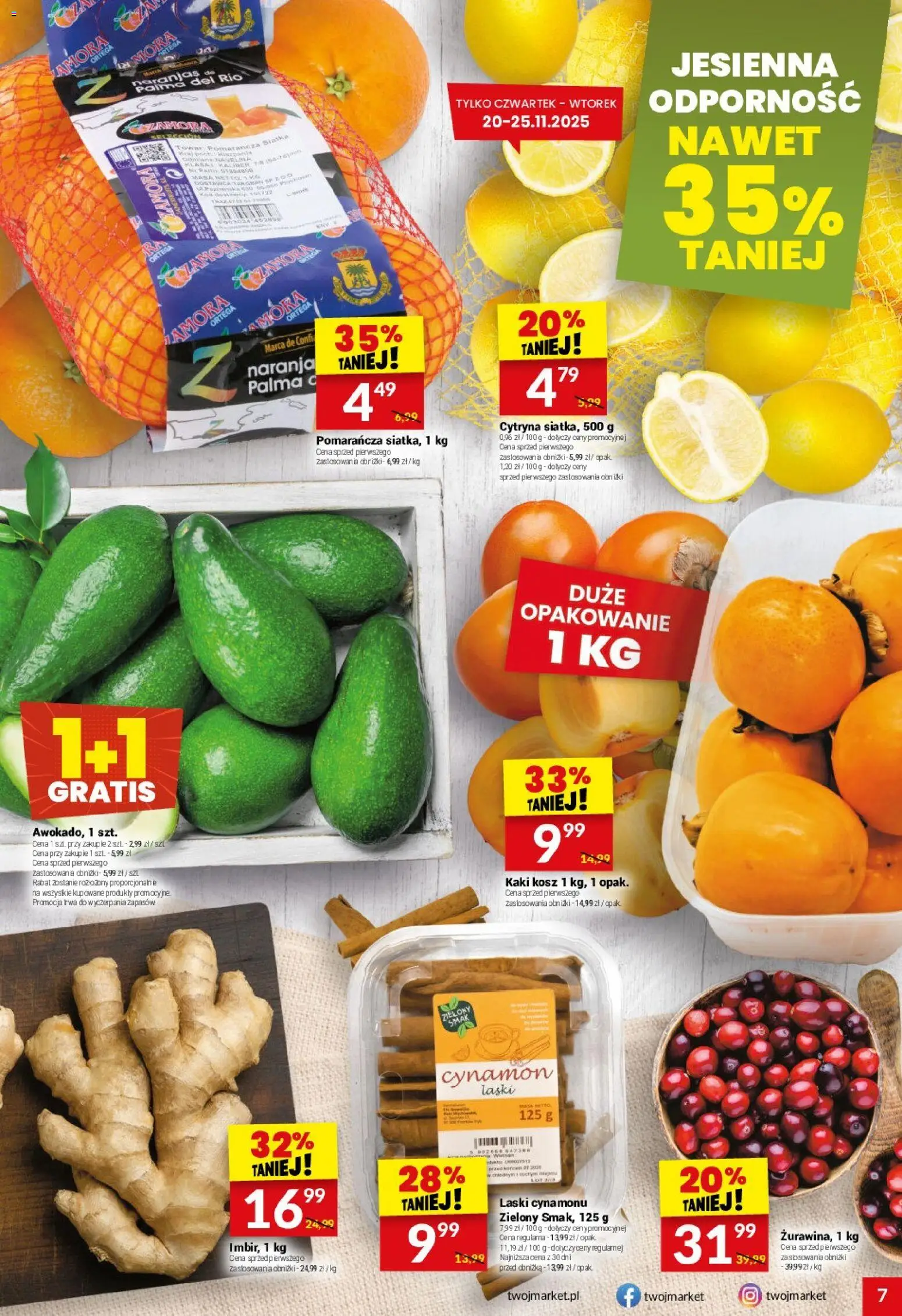 Twój Market Gazetka od 19.11.2025 | Strona: 7 | Produkty: Cytryna, Kaki, Cynamon, Kosz
