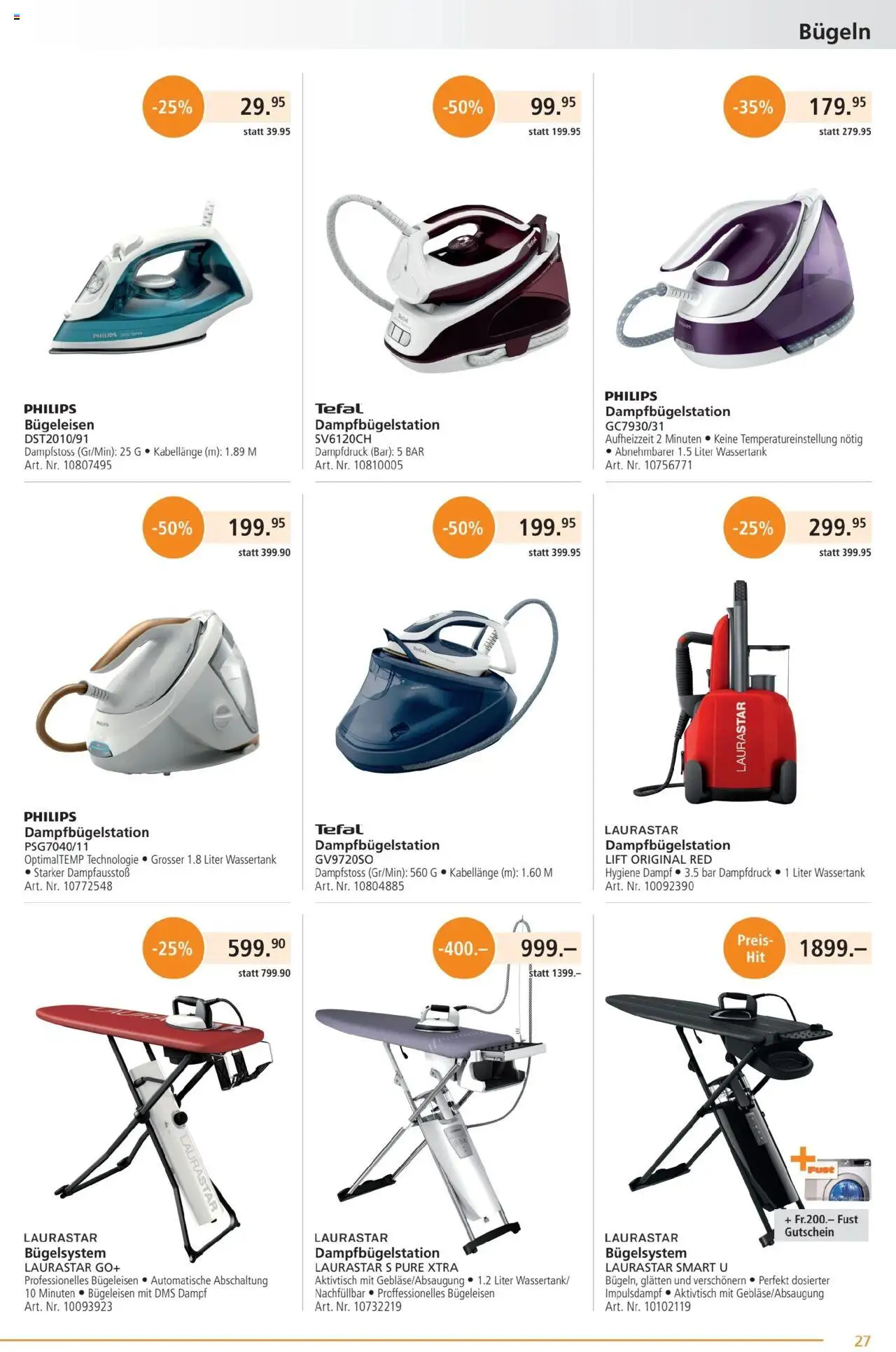 Fust Aktionen – gültig ab 22.09.2025 | Seite: 27 | Produkte: Bügeleisen, Philips