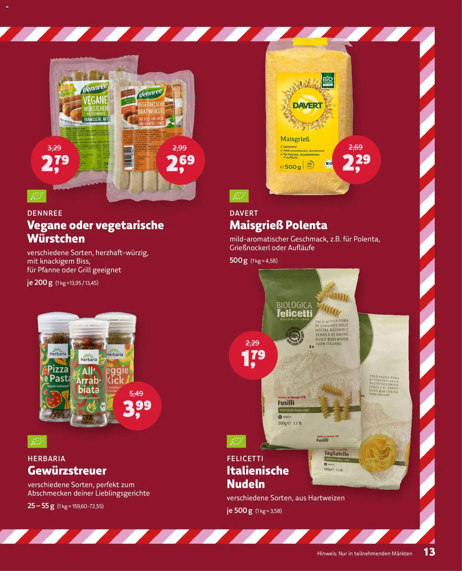 Denns BioMarkt Natürlich Festlich gültig ab 26.11.2025 | Seite: 13 | Produkte: Pasta, Gemüse, Grill, Nudeln