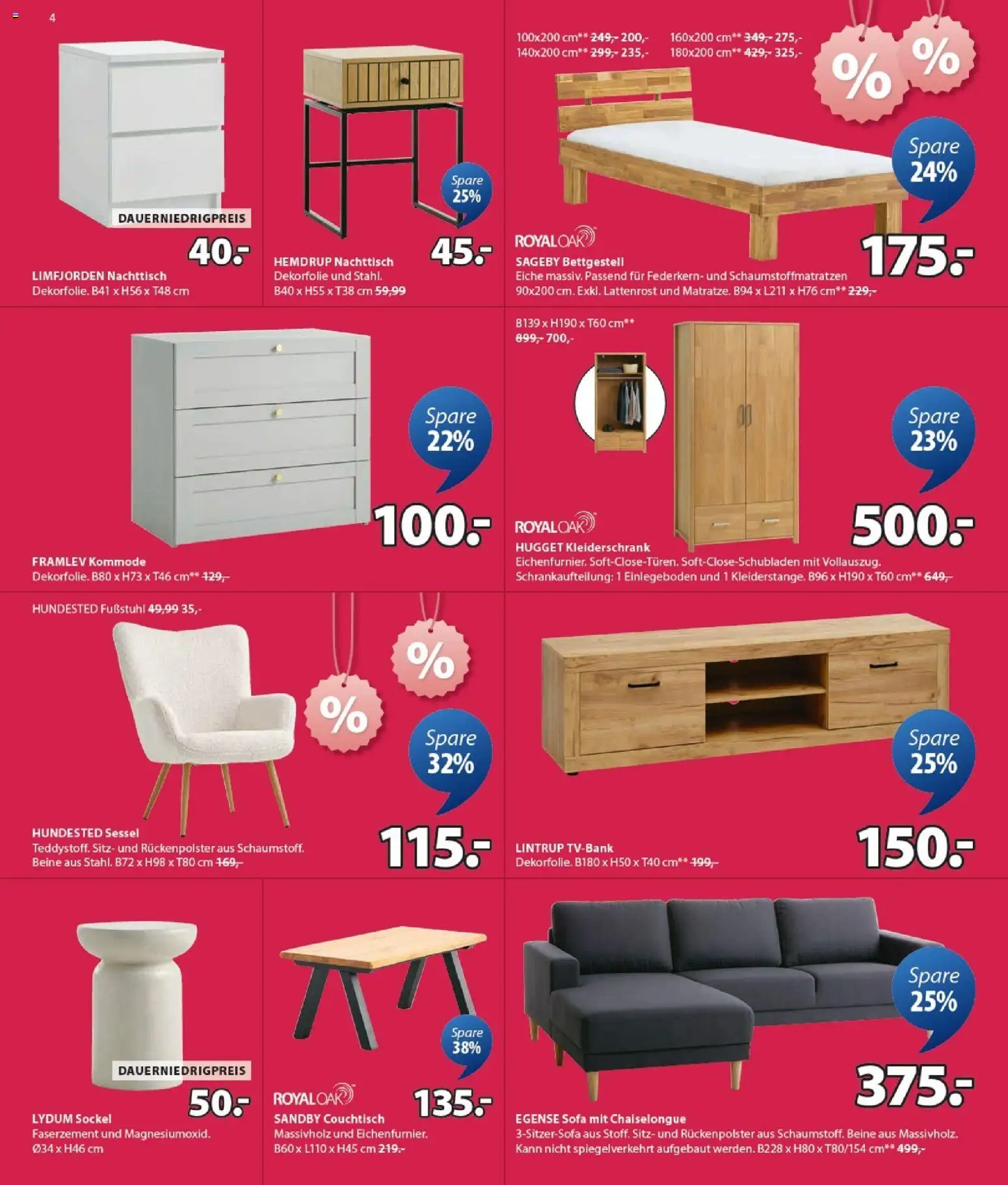 Prospekt JYSK – gültig ab 30.12.2025 | Seite: 4 | Produkte: Kleiderschrank, Nachttisch, Lattenrost, Couchtisch