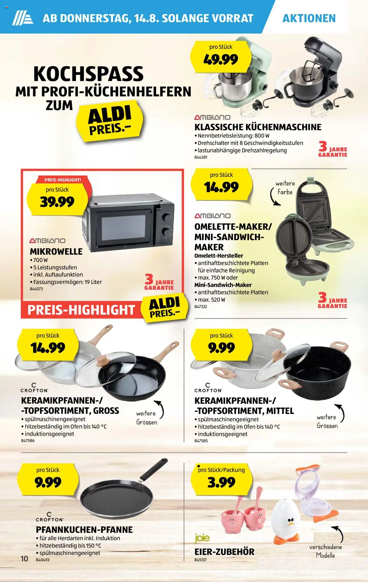 Aldi Aktionen ab 14.08.2025 | Seite: 10 | Produkte: Ofen, Mikrowelle