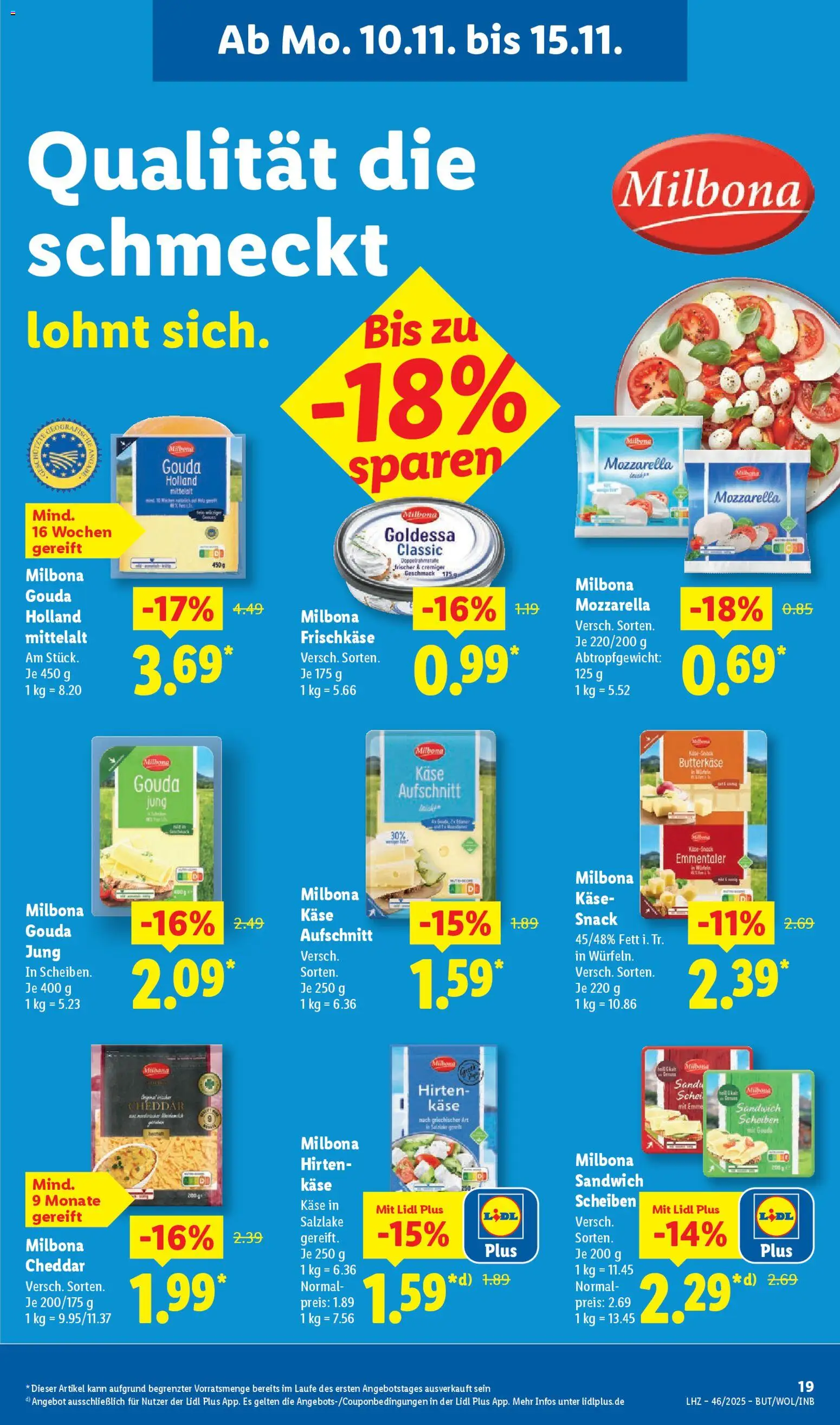 Lidl Prospekt Heppenheim – gültig ab 10.11.2025 | Seite: 29 | Produkte: Käse, Mozzarella, Edamer, Frischkase