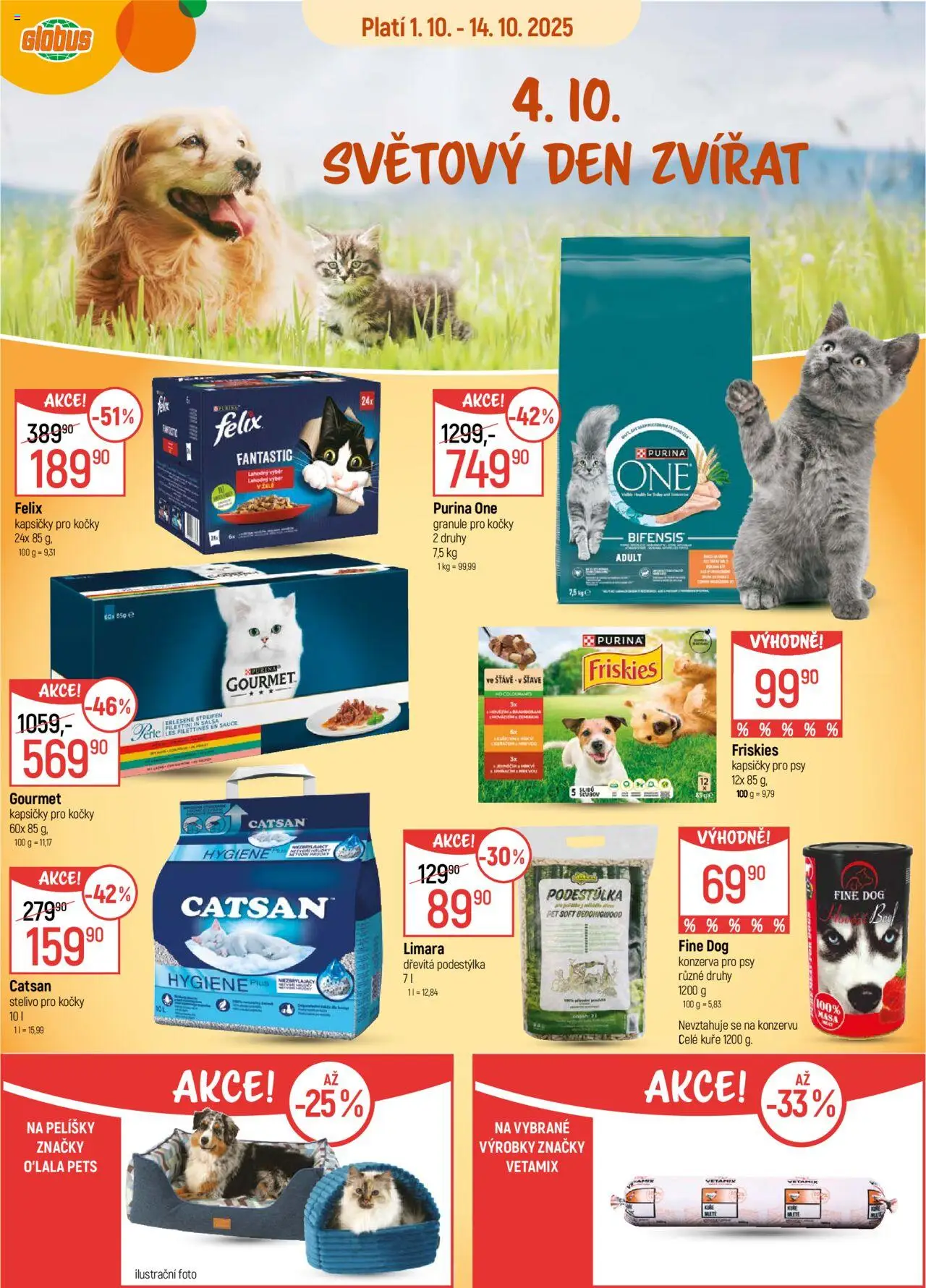 Globus leták - Pardubice od 01.10.2025 | Strana: 1 | Produkty: Purina, Catsan, Purina one, Konzerva pro psy