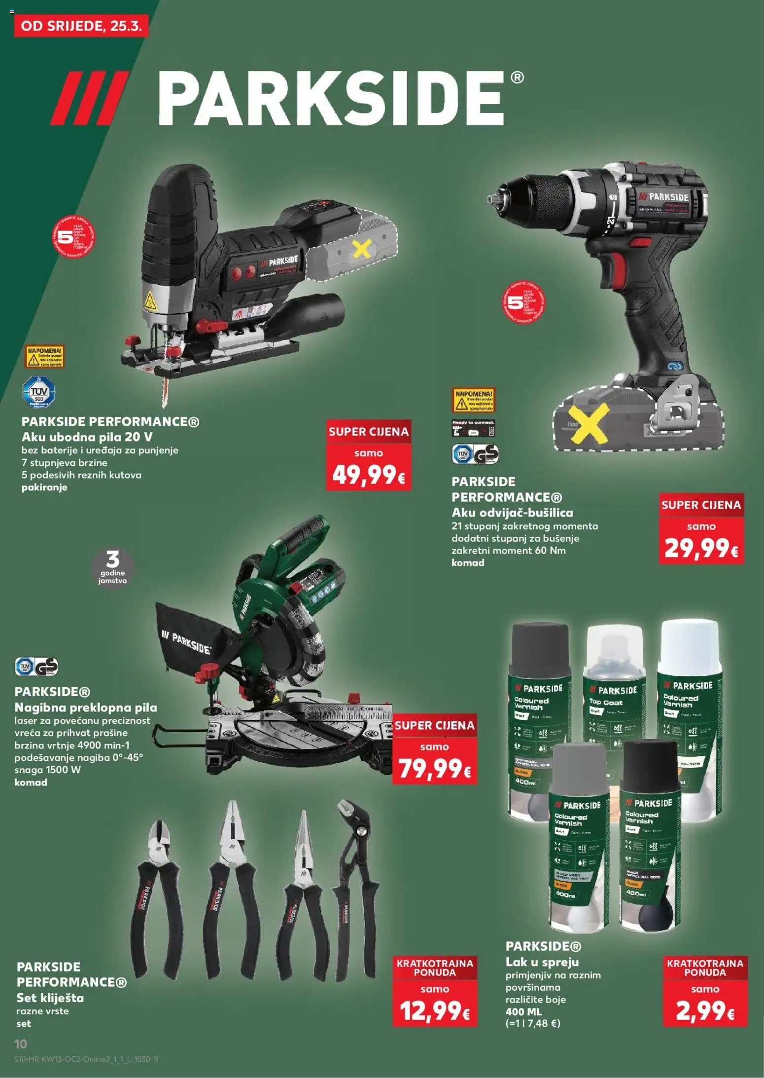 Kaufland katalog | vrijedi od 25.03.2026 | Stranica: 10 | Proizvodi: Ubodna pila, Baterije, Kliješta, Parkside