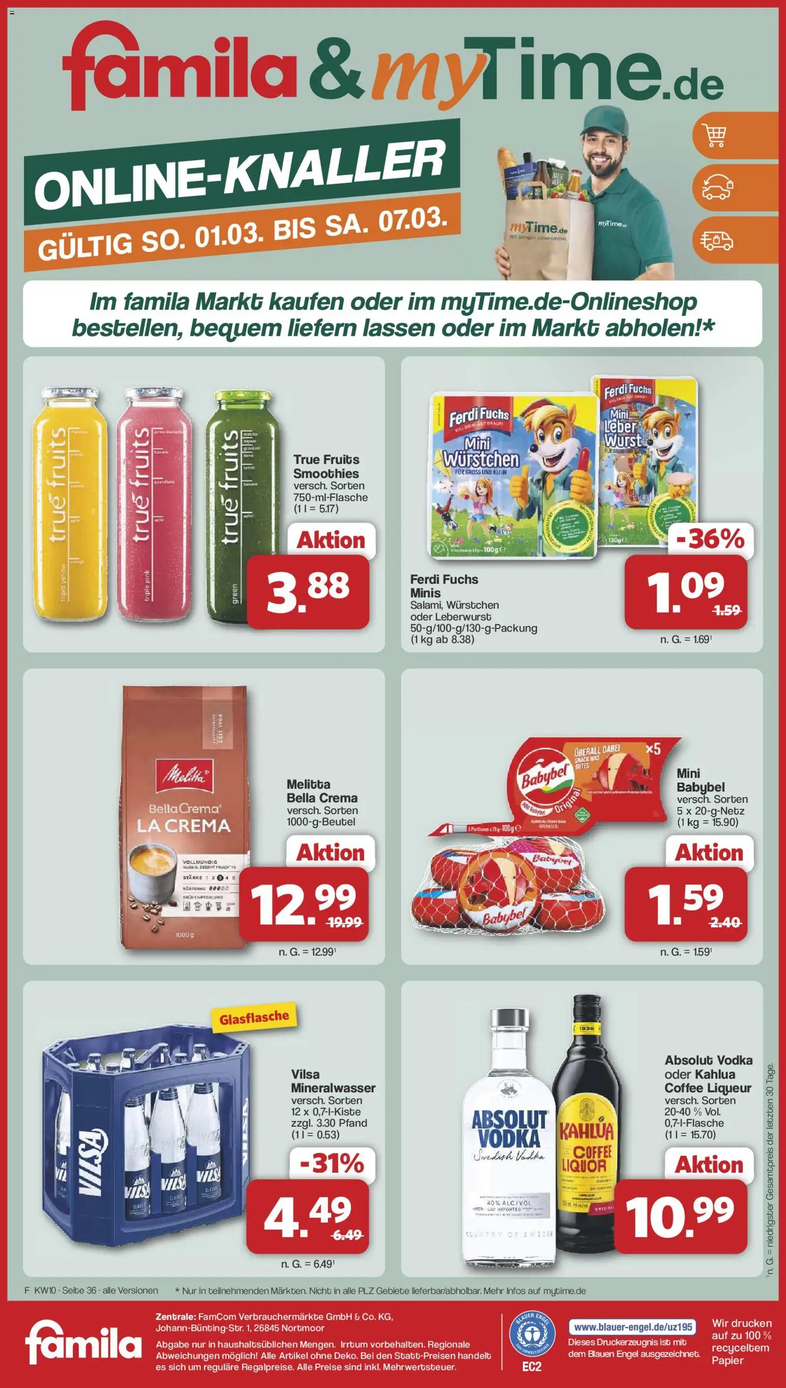 Famila Nordwest Prospekt 	 – gültig ab 02.03.2026 | Seite: 38 | Produkte: Mineralwasser, Wurst, Babybel, Vodka