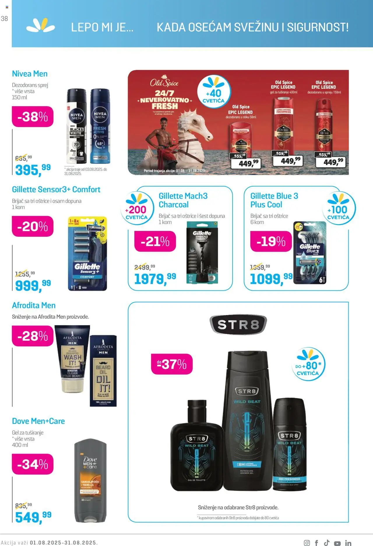 Lilly drogerie katalog - važi od 01.08.2025 | Strana: 38 | Proizvode: Nivea Men, Nivea, Dove, Dezodorans