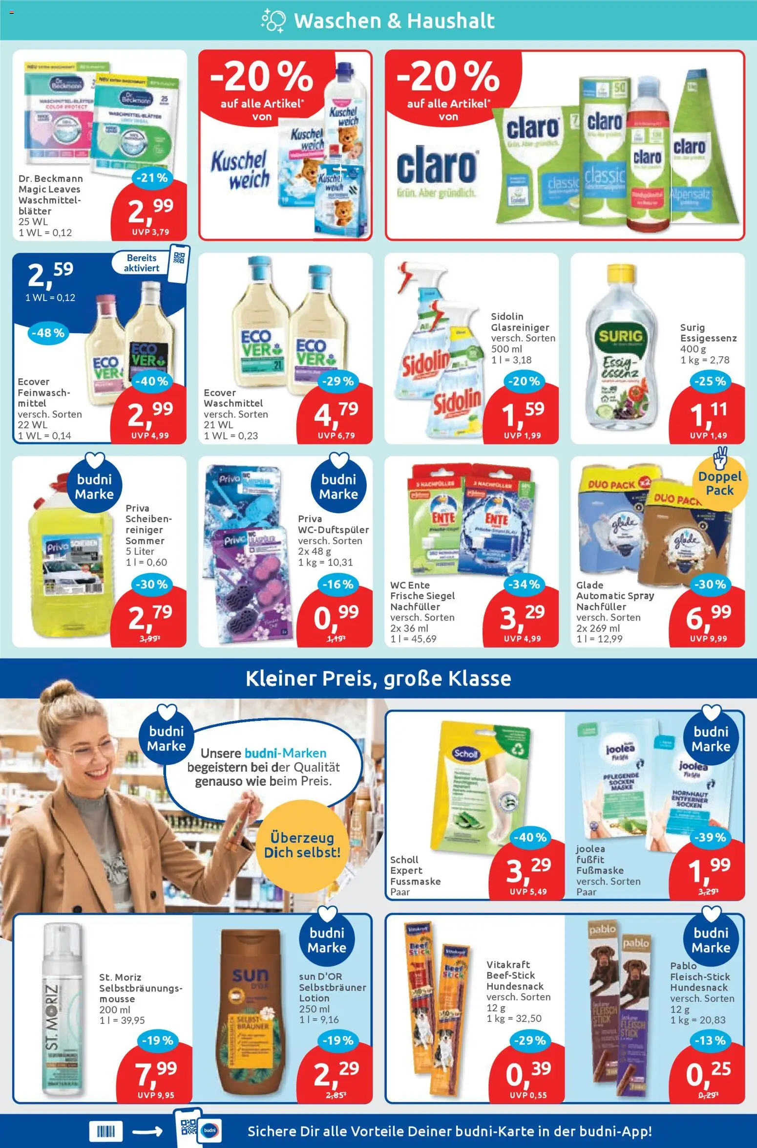 Budni Prospekt – gültig ab 07.04.2026 | Seite: 4 | Produkte: Essig, Ente, Selbstbräuner, Fußmaske