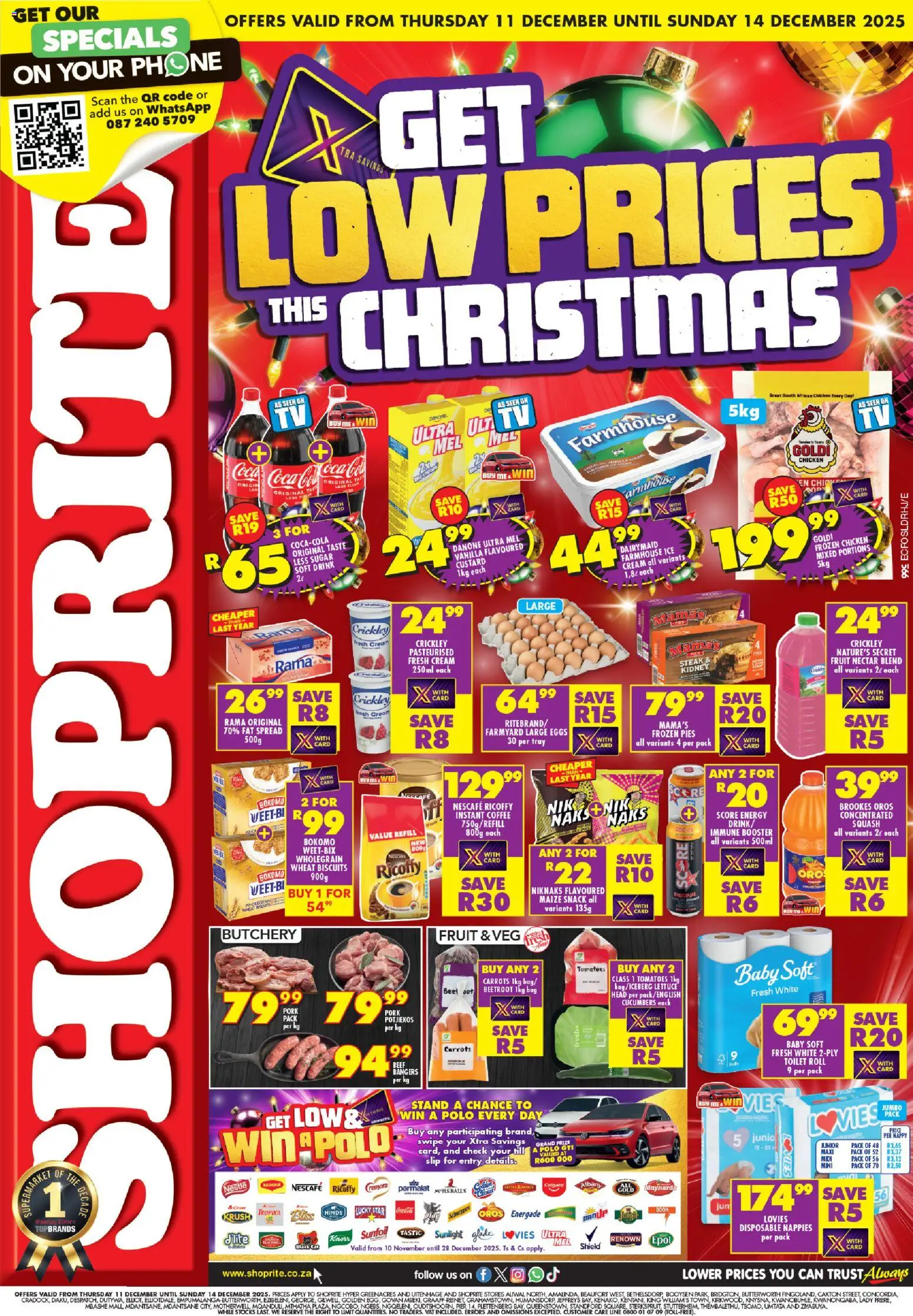 New Shoprite catalogue – valid from 11.12.2025 | Page: 1 | Products: Toilet, Eggs, Fat spread, Beet