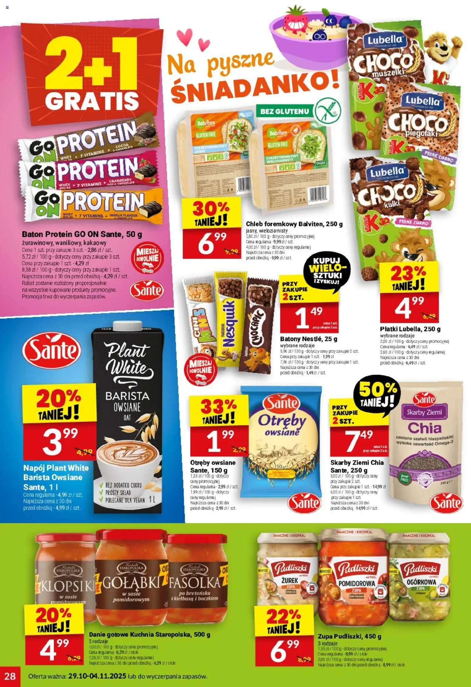Twój Market Gazetka od 29.10.2025 | Strona: 28 | Produkty: Baton, Zupa, Chleb, Płatki