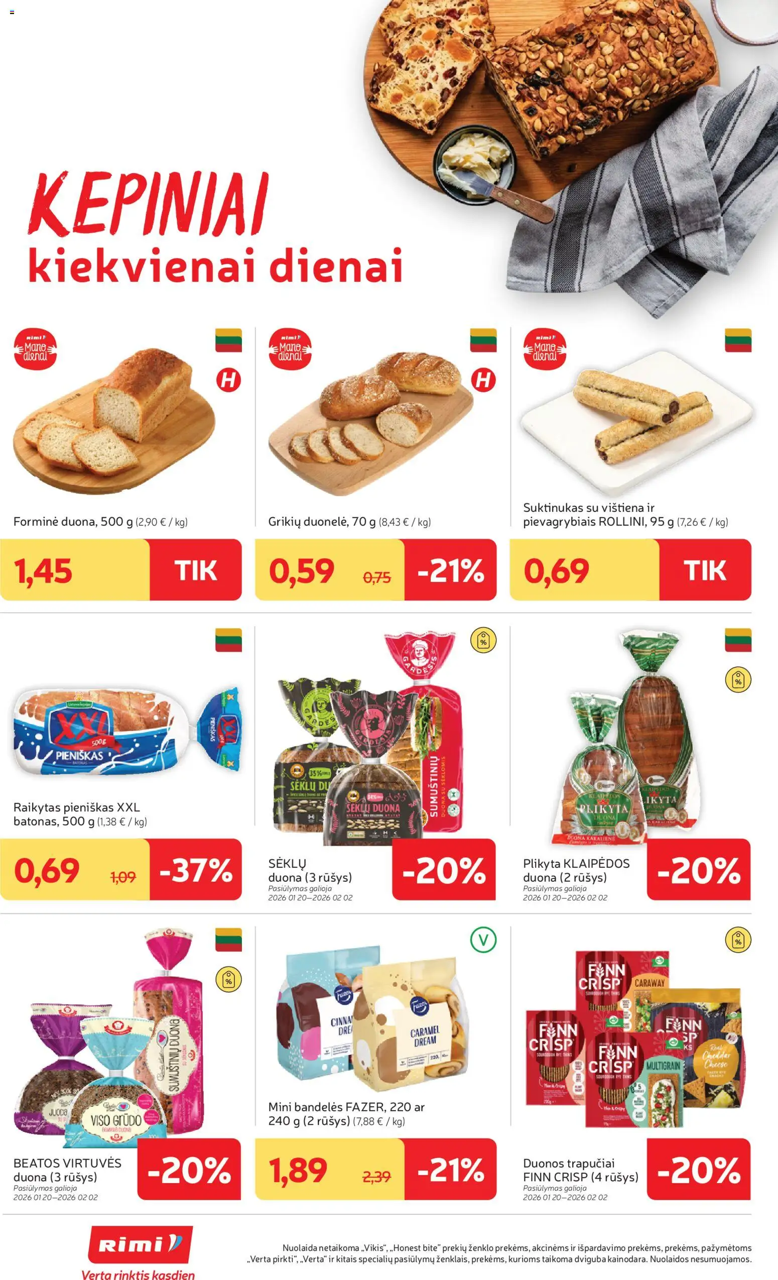 Rimi akcijos nuo 27.01.2026 | Puslapis: 10 | Prekių: Bandelės, Duona, Vištiena