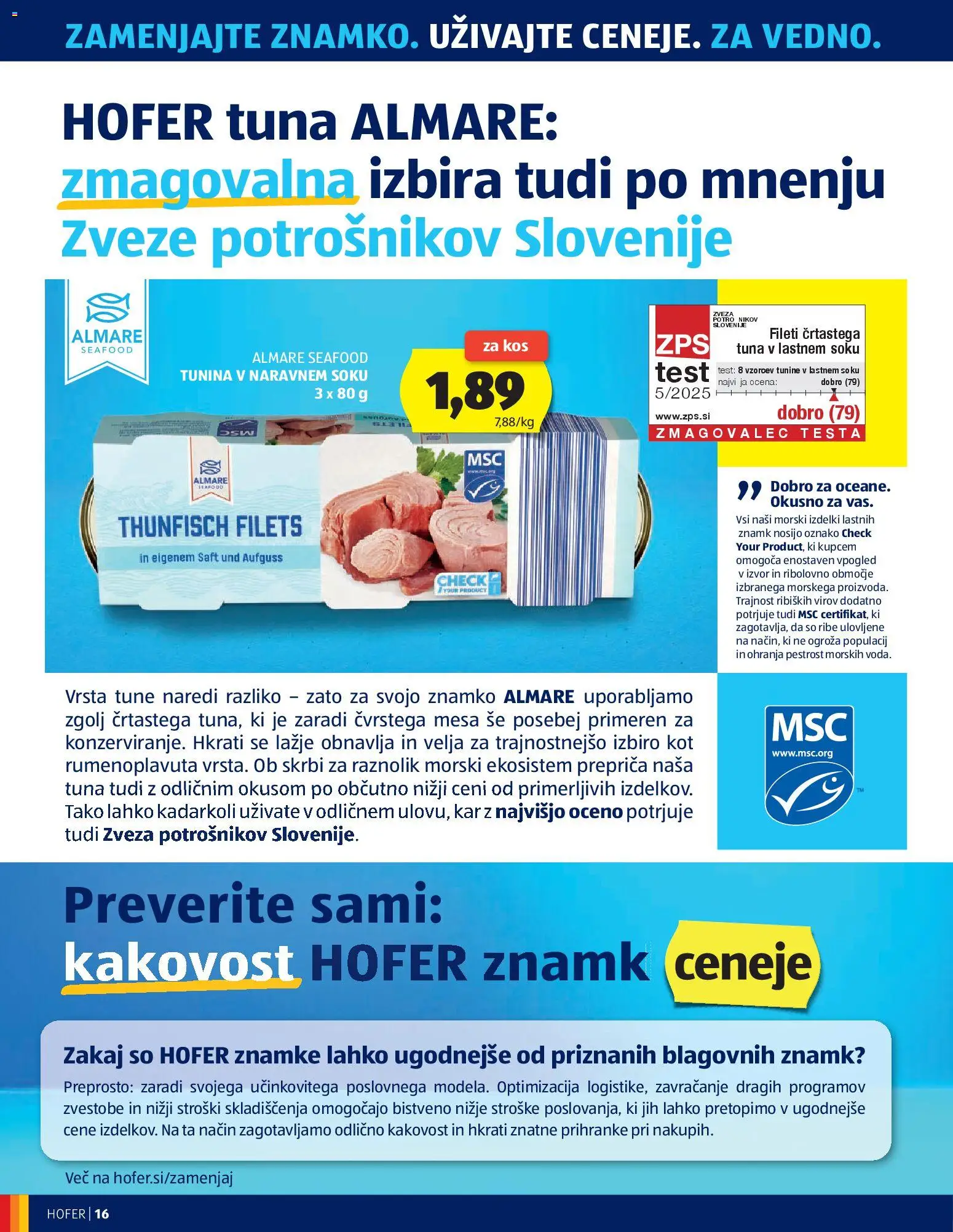 Novi Hofer katalog ponudbe – veljaven od 29.04.2026 | Stran: 16 | Izdelki: Tuna, Kos, Ribe