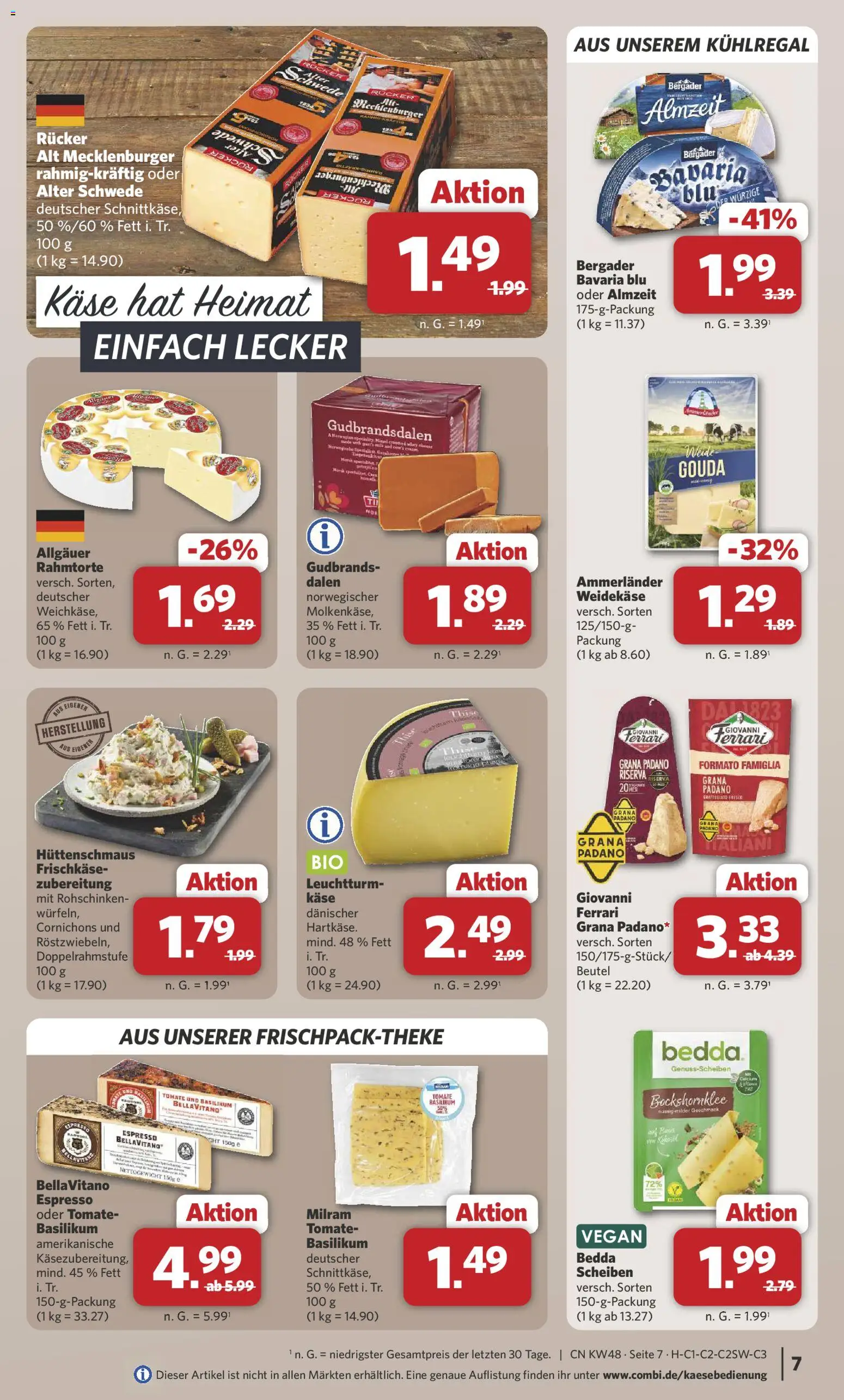 Combi - Black Friday – gültig ab 24.11.2025 | Seite: 7 | Produkte: Käse, Gouda, Milram, Frischkase
