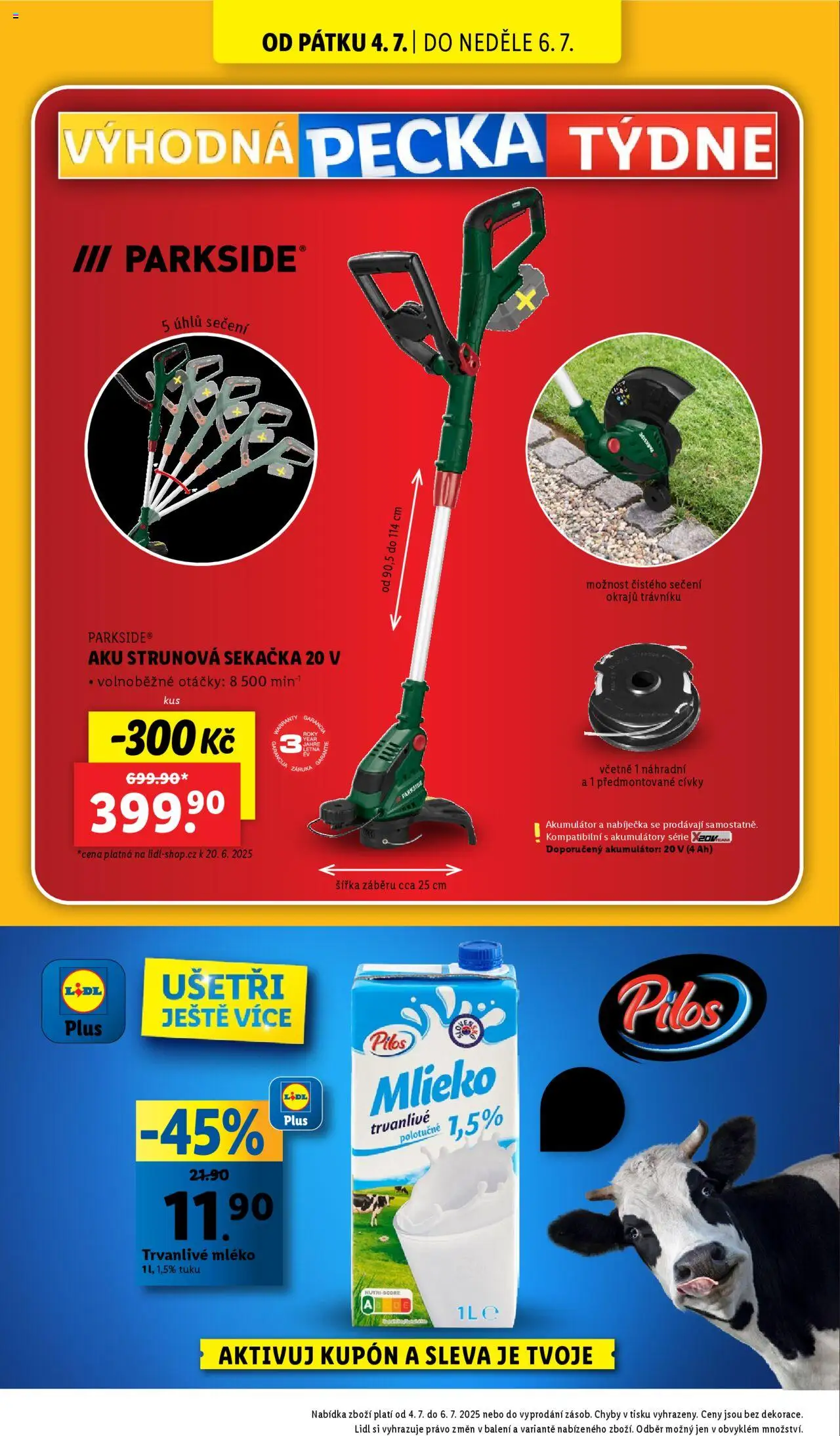 Lidl leták - Spotřební zboží od 30.06.2025 | Strana: 32 | Produkty: Mléko, Parkside, Strunová sekačka, Sekačka