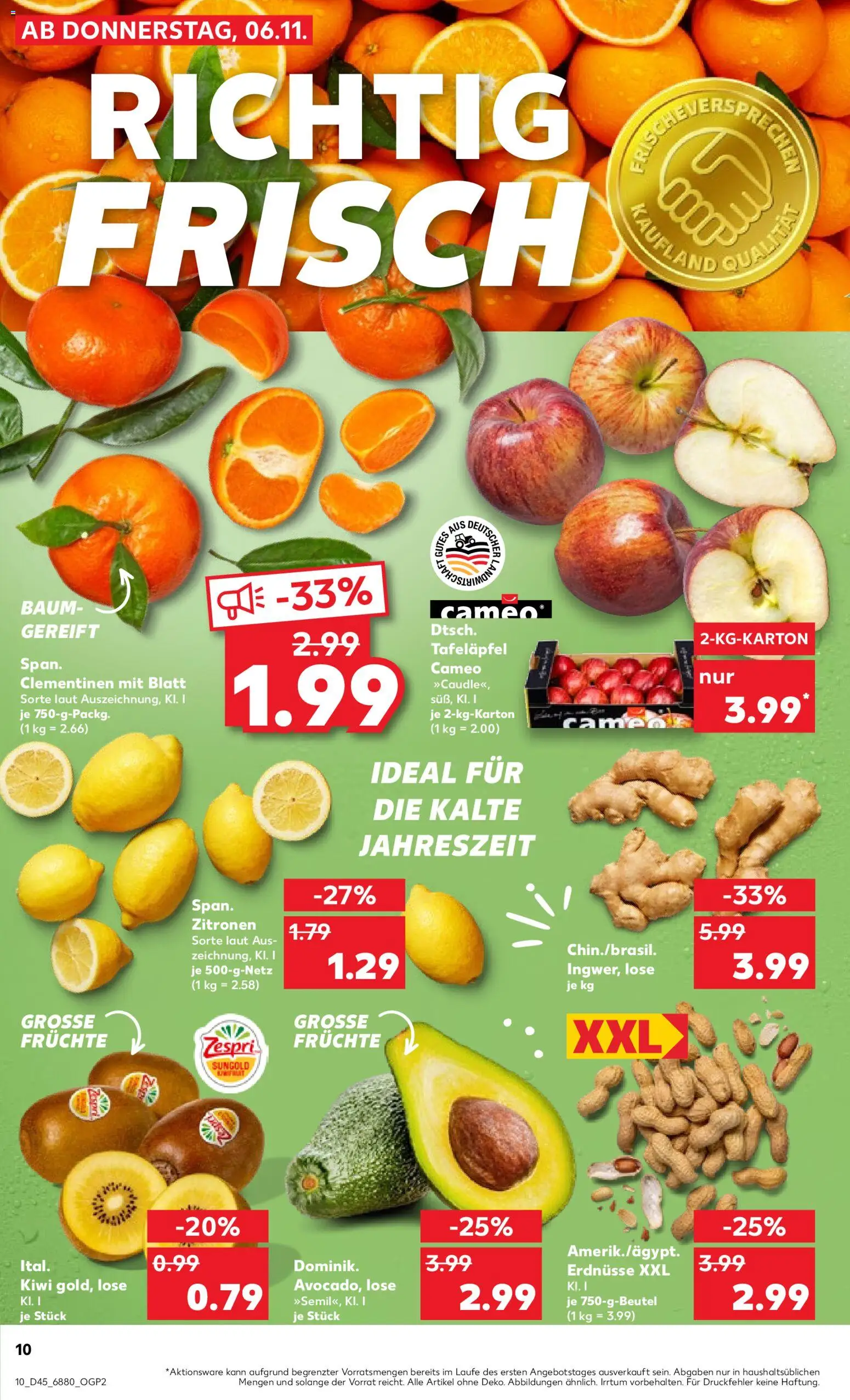 Kaufland prospekt Völklingen	 – gültig ab 09.11.2025 | Seite: 10 | Produkte: Erdnüsse, Avocado, Kiwi, Zitronen