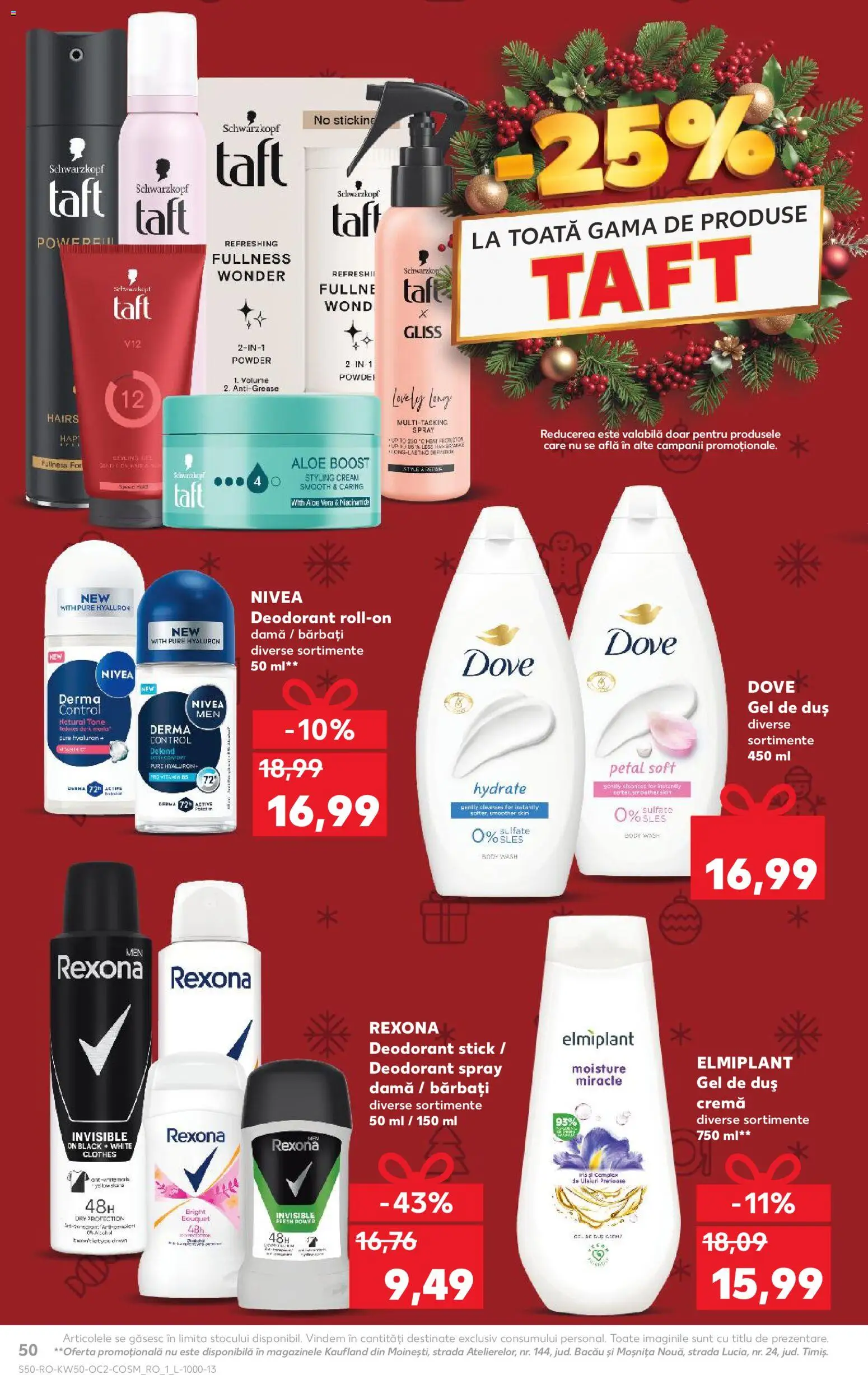 Noul catalog Kaufland – valabil de la 10.12.2025 | Pagină: 50 | Produse: Body, Duș, Gel de duș, Deodorant