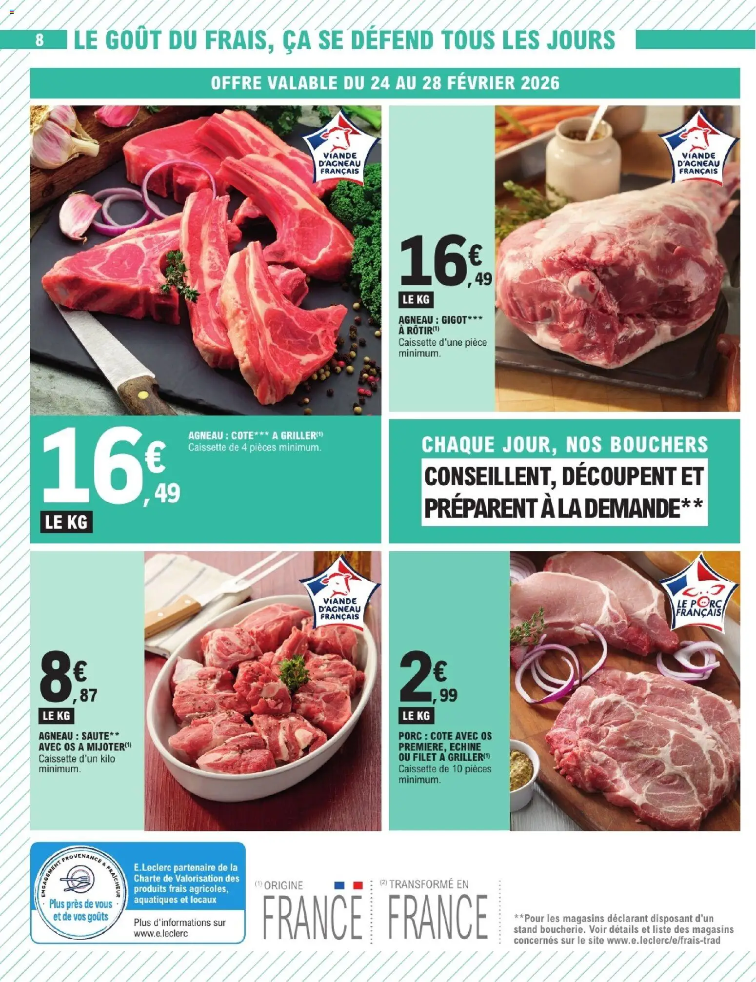{H1} | Page: 8 | Produits: Agneau gigot, Agneau, Viande, Porc