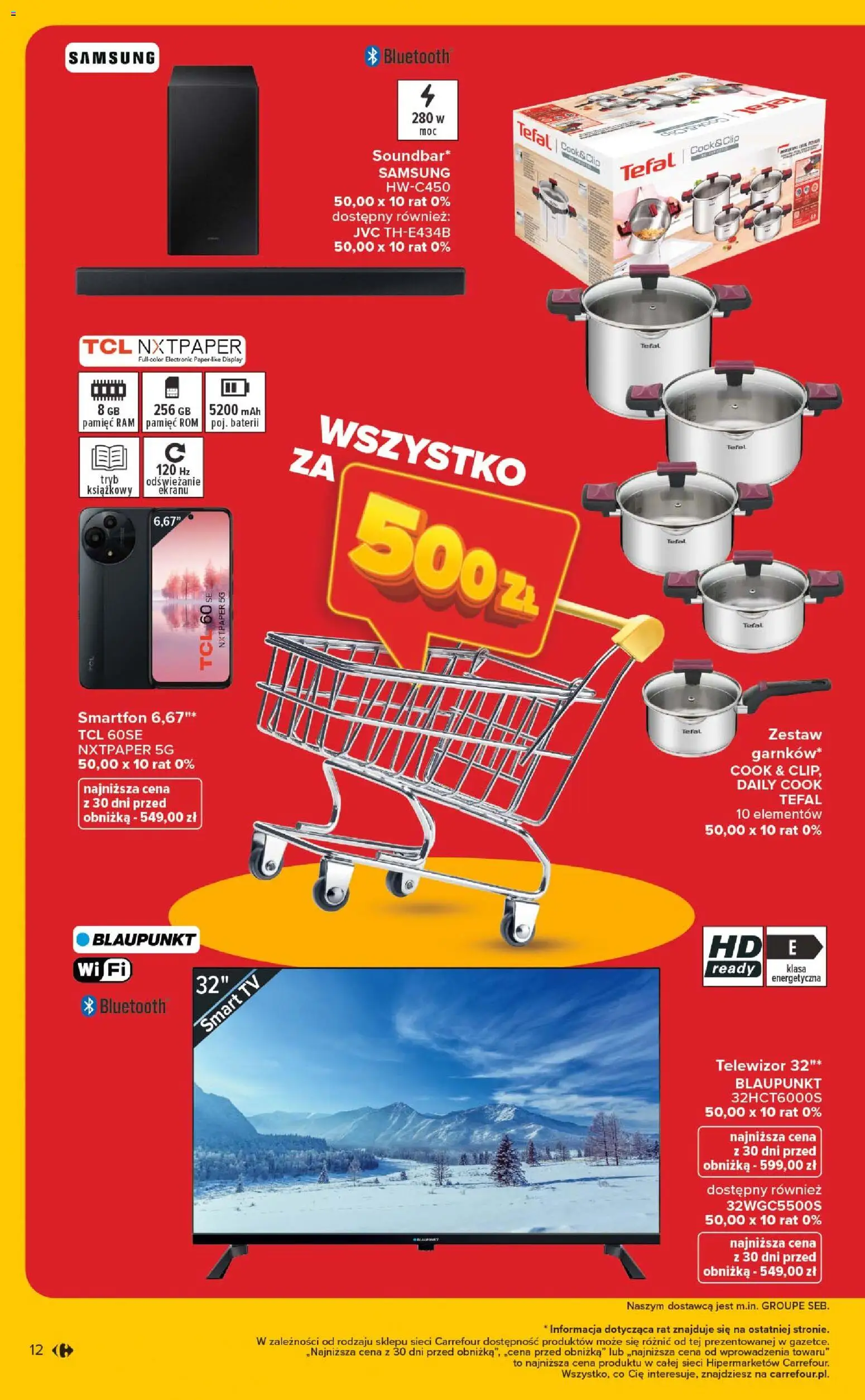 Carrefour Gazetka - Wyprzedaż od 05.01.2026 | Strona: 12 | Produkty: Smartfon, Telewizor, Tefal