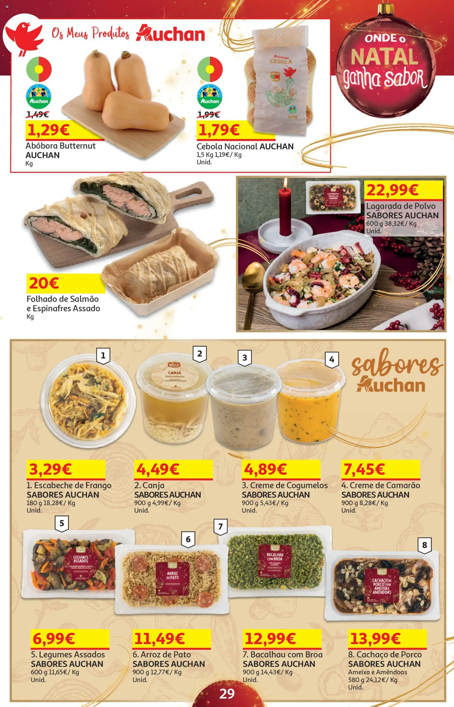 Auchan - Presentes │ válido de 05.12.2025 | Página: 29 | Produtos: Frango, Camarão, Cebola, Salmão