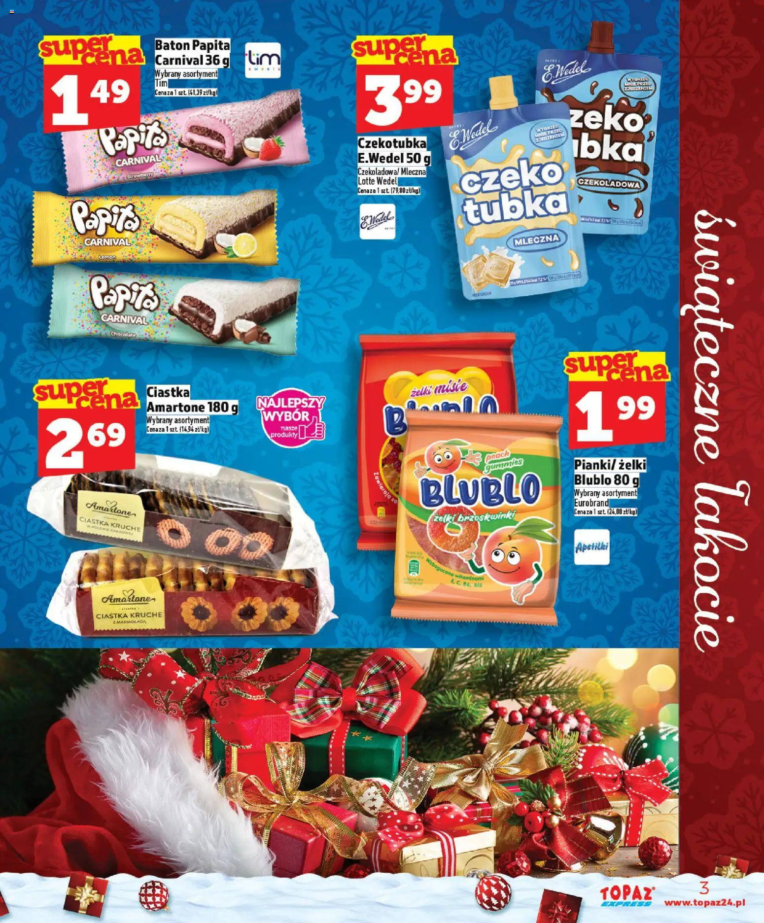 Topaz Gazetka - Express od 04.12.2025 | Strona: 3 | Produkty: Ciastka kruche, Baton, Żelki, Ciastka