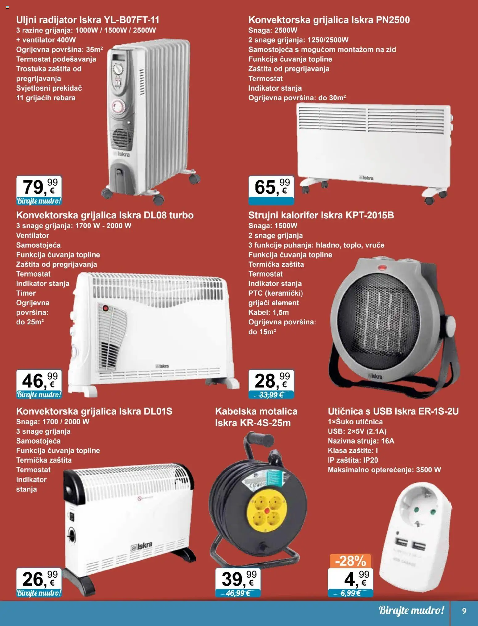 KTC katalog | vrijedi od 04.02.2026 | Stranica: 9 | Proizvodi: Ventilator, Utičnica, Kabelska motalica, Termostat