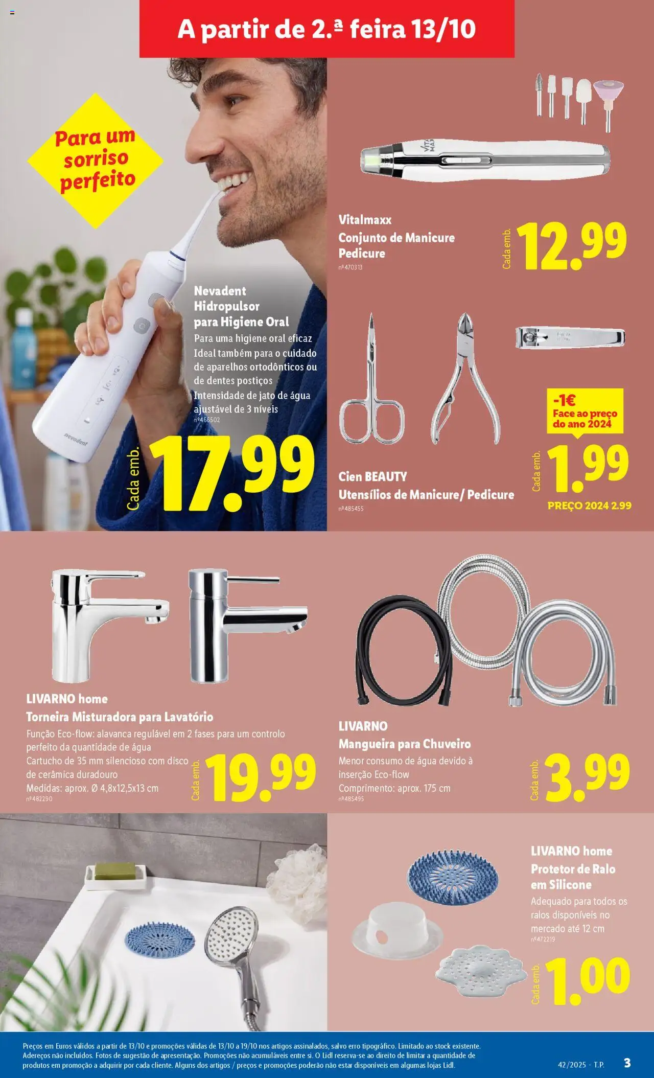 Lidl Novidades │ válido de 13.10.2025 | Página: 3 | Produtos: Agua, Torneira, Lavatório, Chuveiro