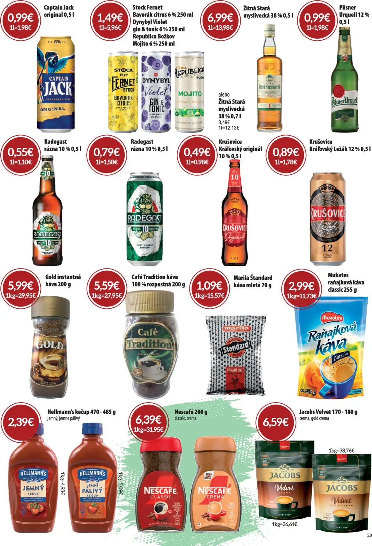 CBA Verex leták │ platný od 07.08.2025 | Strana: 20 | Produkty: Káva, Radegast, Republica, Fernet