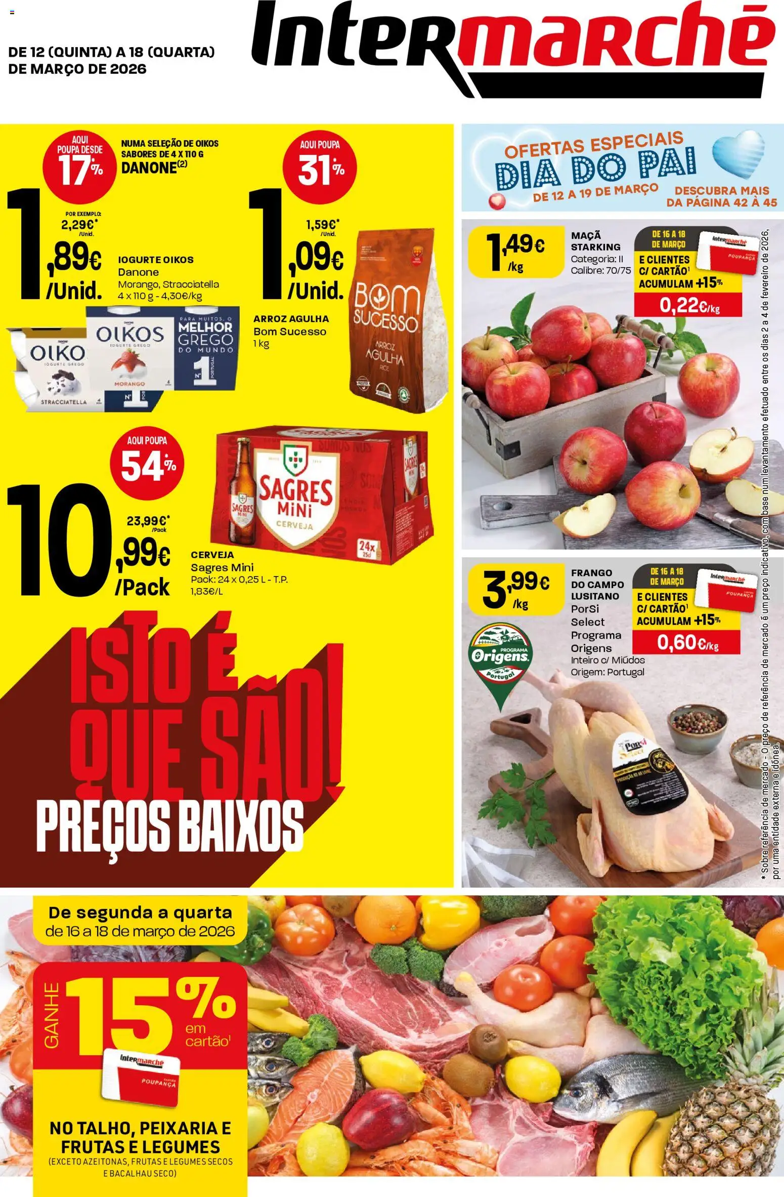 Intermarché folheto │ válido de 12.03.2026 | Página: 1 | Produtos: Frango, Base, Maça, Arroz