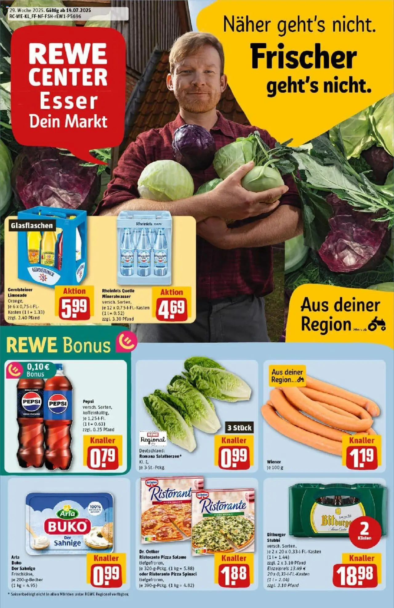 Rewe prospekt Rheinbach	 - gültig ab dem 13.07.2025 | Seite: 1 | Produkte: Bitburger, Limonade, Arla buko, Gerolsteiner